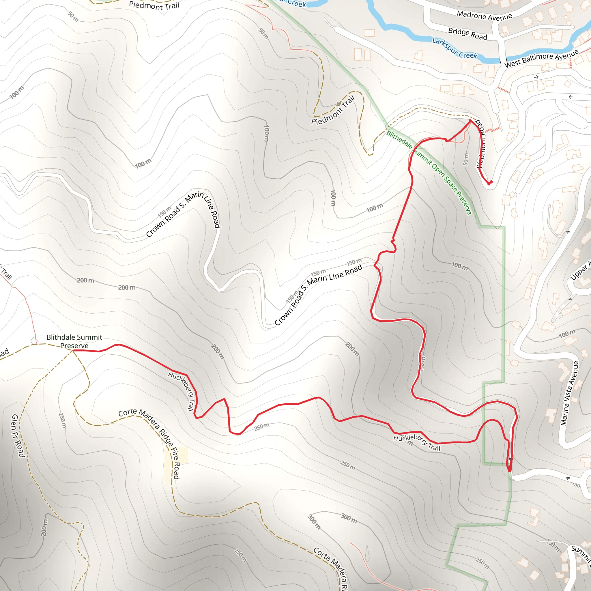 Huckleberry Trail from Piedmont Road mobile static map