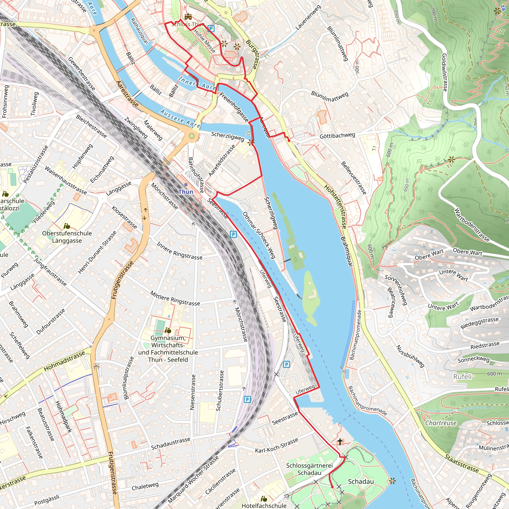 River Aare from Kunstmuseum Thun mobile static map