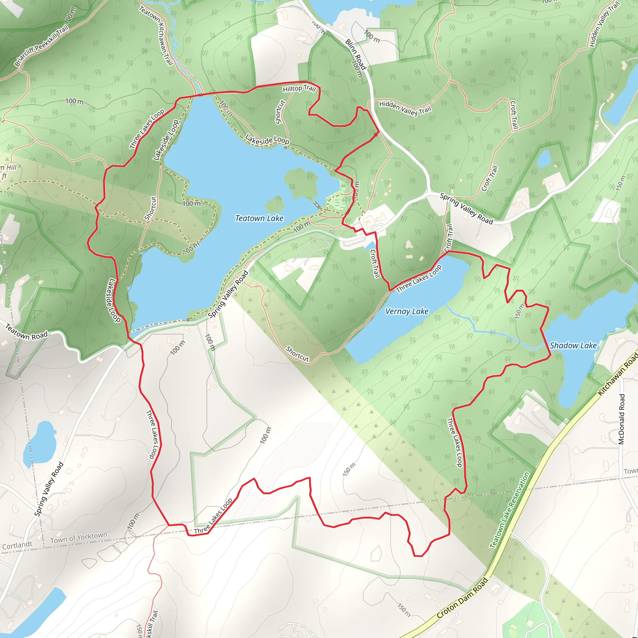 Teatown Lake, Bailey Brook and Vernay Lake Loop Trail mobile static map