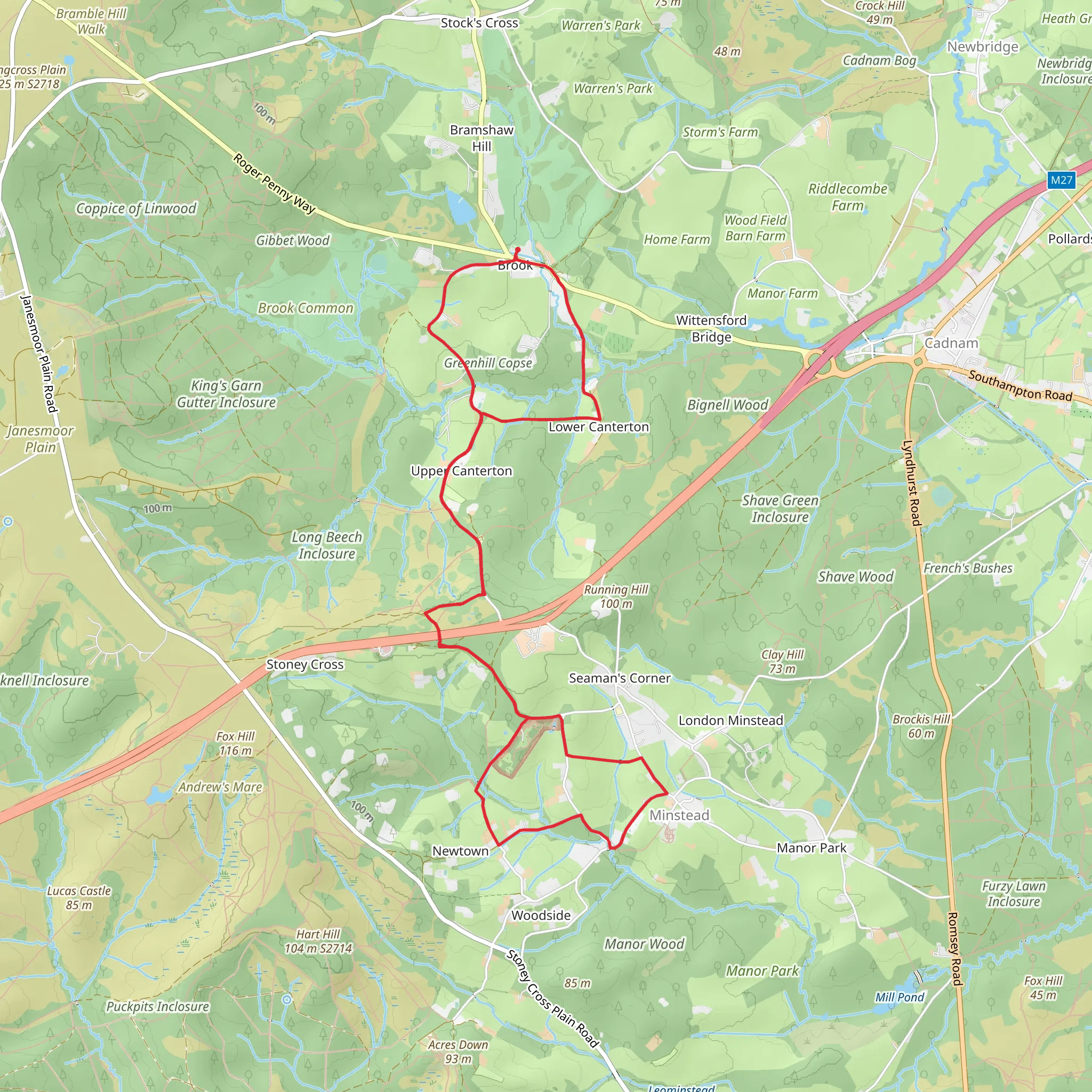 Brook to Minstead Walk mobile static map