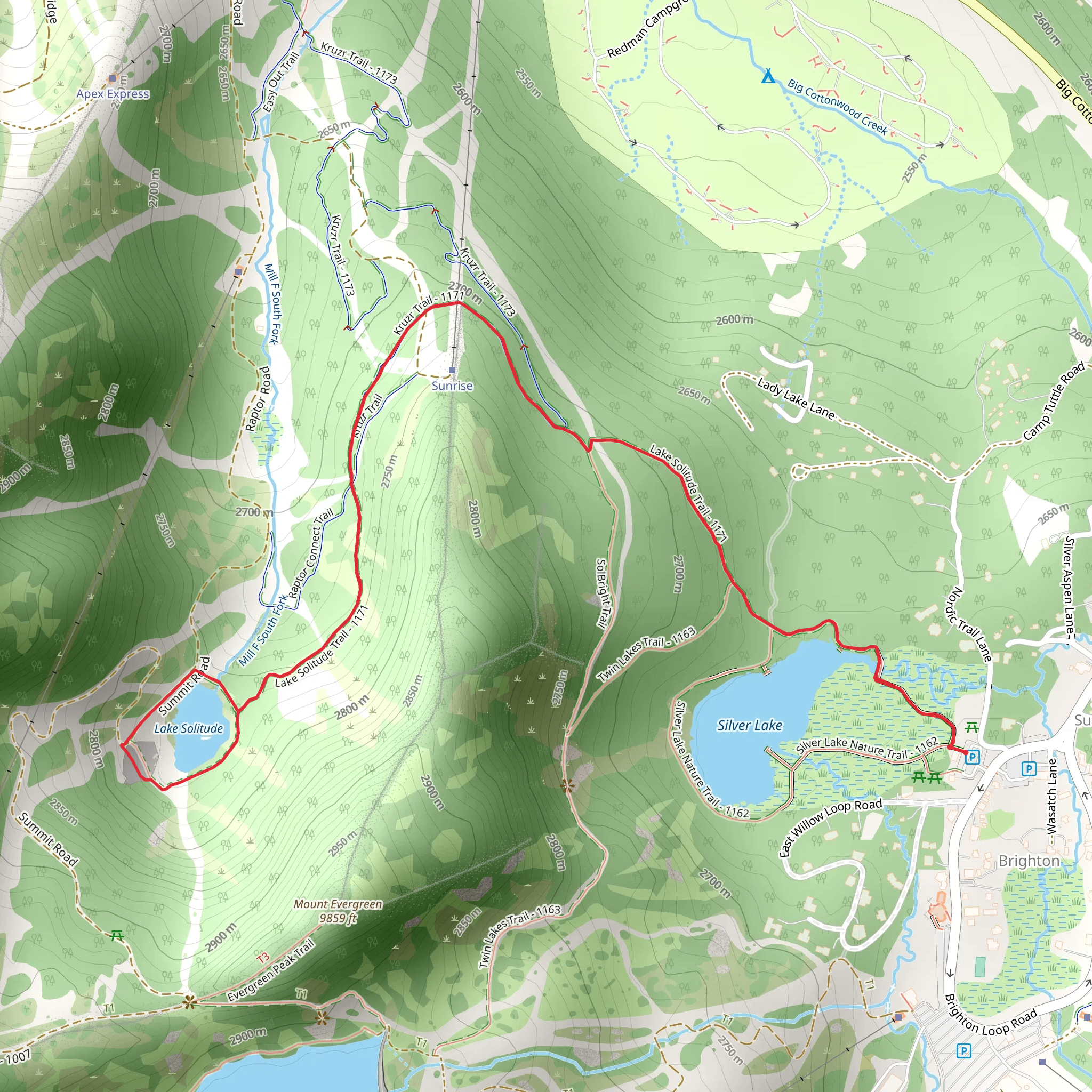 Silver Lake Nature Trail and Lake Solitude Trail mobile static map