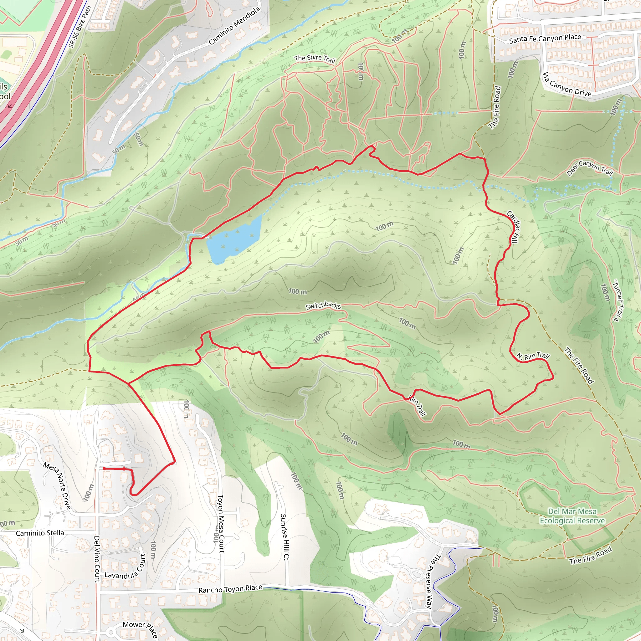 Cardiac Hill and North Rim Loop Trail mobile static map