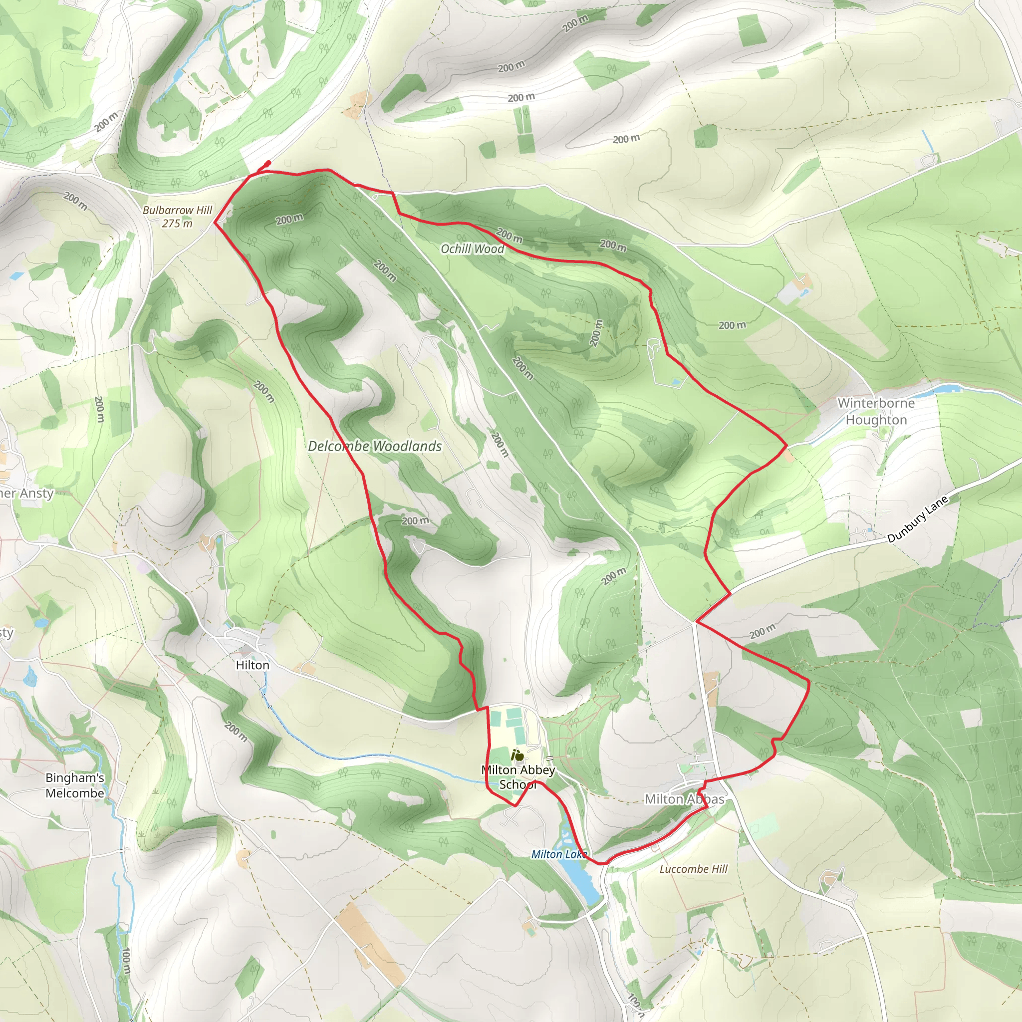 Milton Abbas Northern Loop via Ochill Wood mobile static map