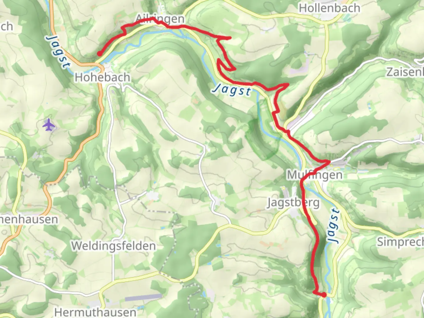 An image depicting the trail Hohebach to Heimhausen Walk via River Jagst and its surrounding area.