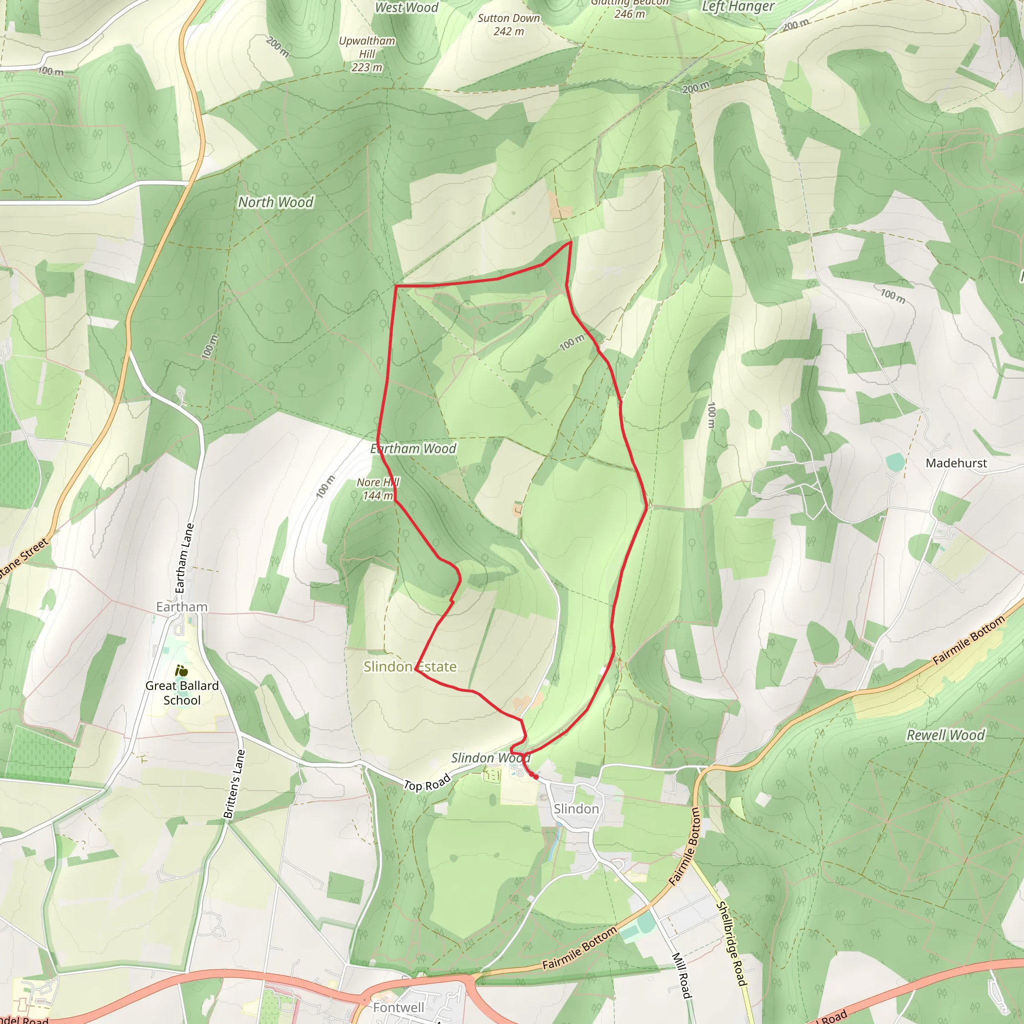Eartham Wood and Nore Wood Loop mobile static map