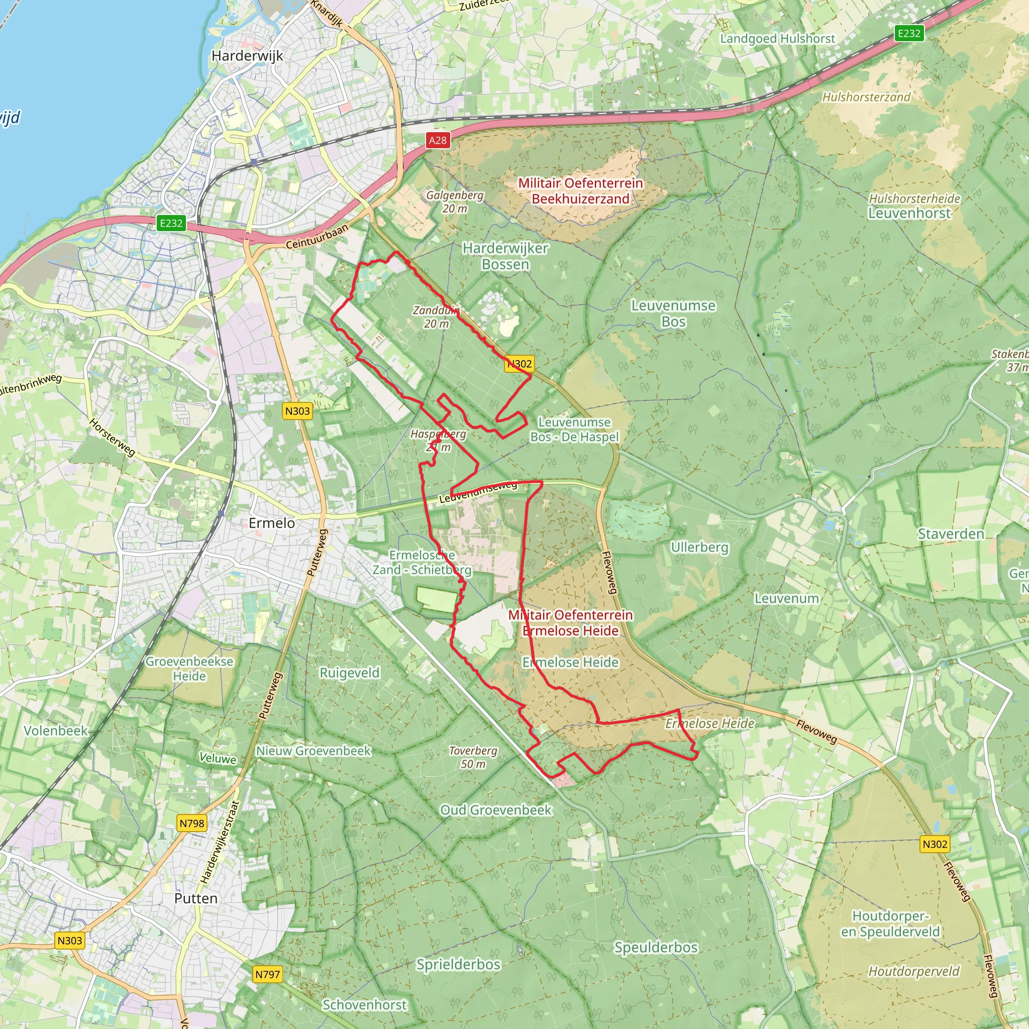 Ermelosche Heide and Harderwijkerveld Loop mobile static map