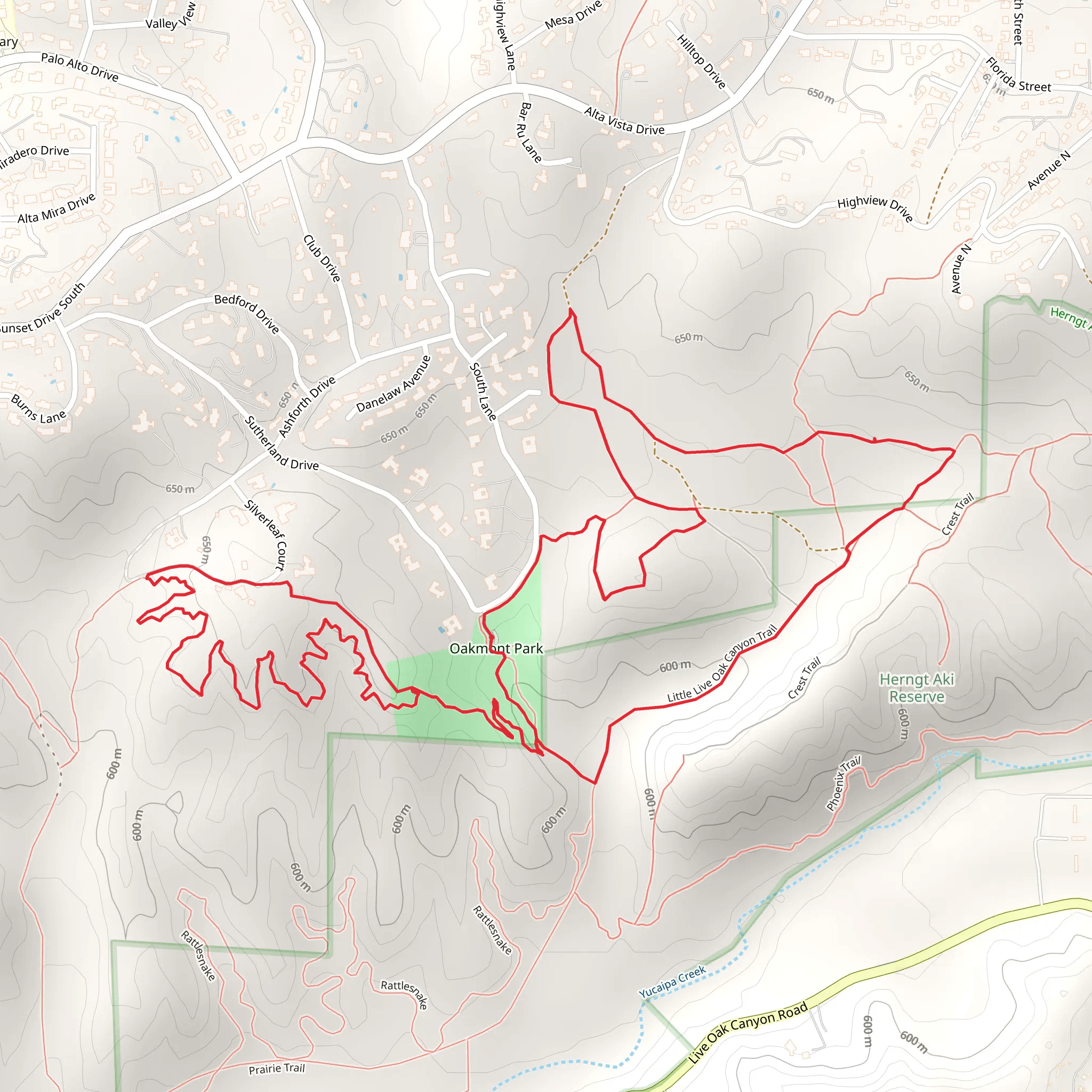 Oakmont and Little Live Oak Canyon Loop Trail mobile static map