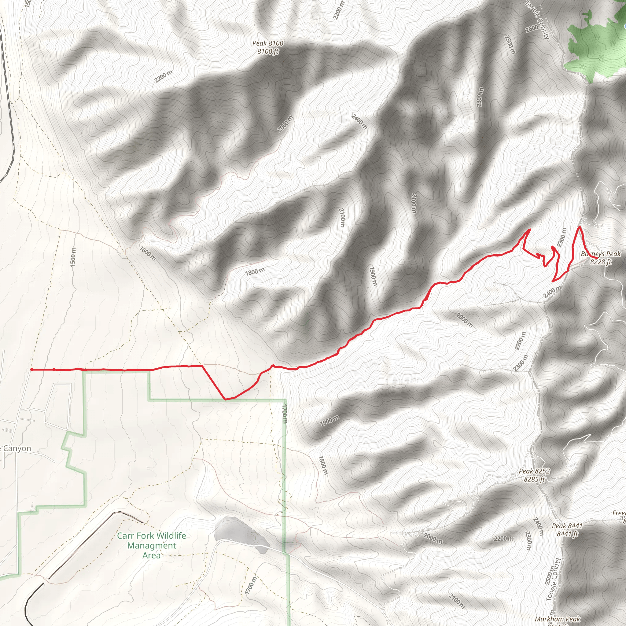 Pass Canyon and Barneys Peak Walk mobile static map