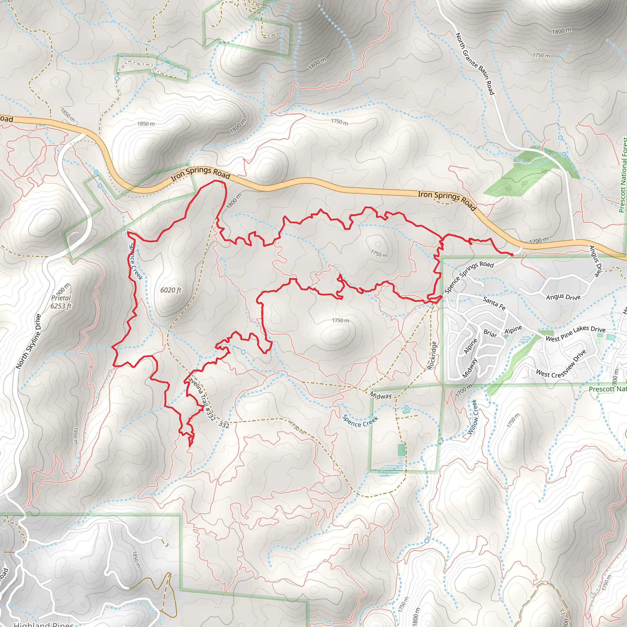 Noodle, Vista and West SIde Story Loop Trail mobile static map