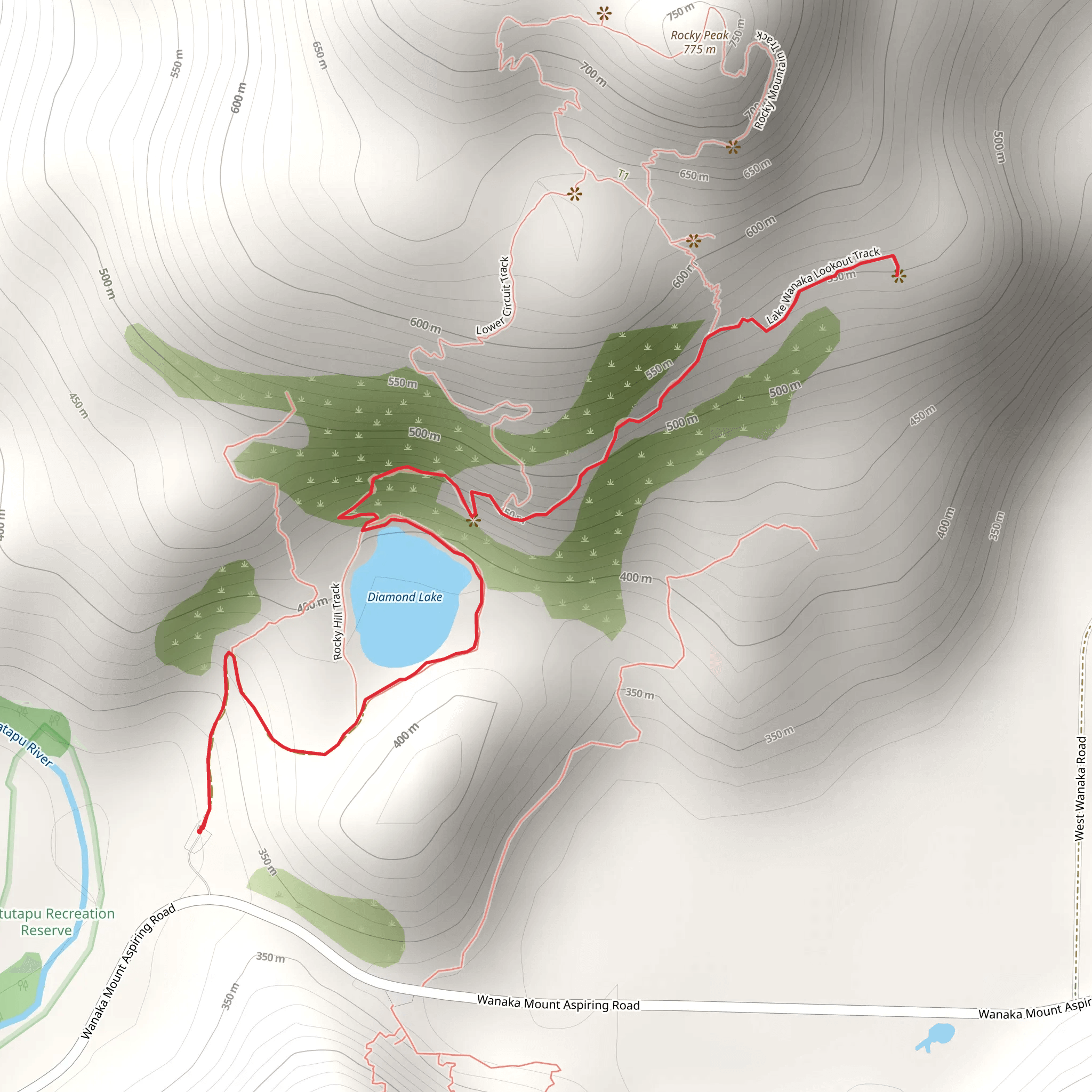 Lake Wānaka Lookout Track mobile static map