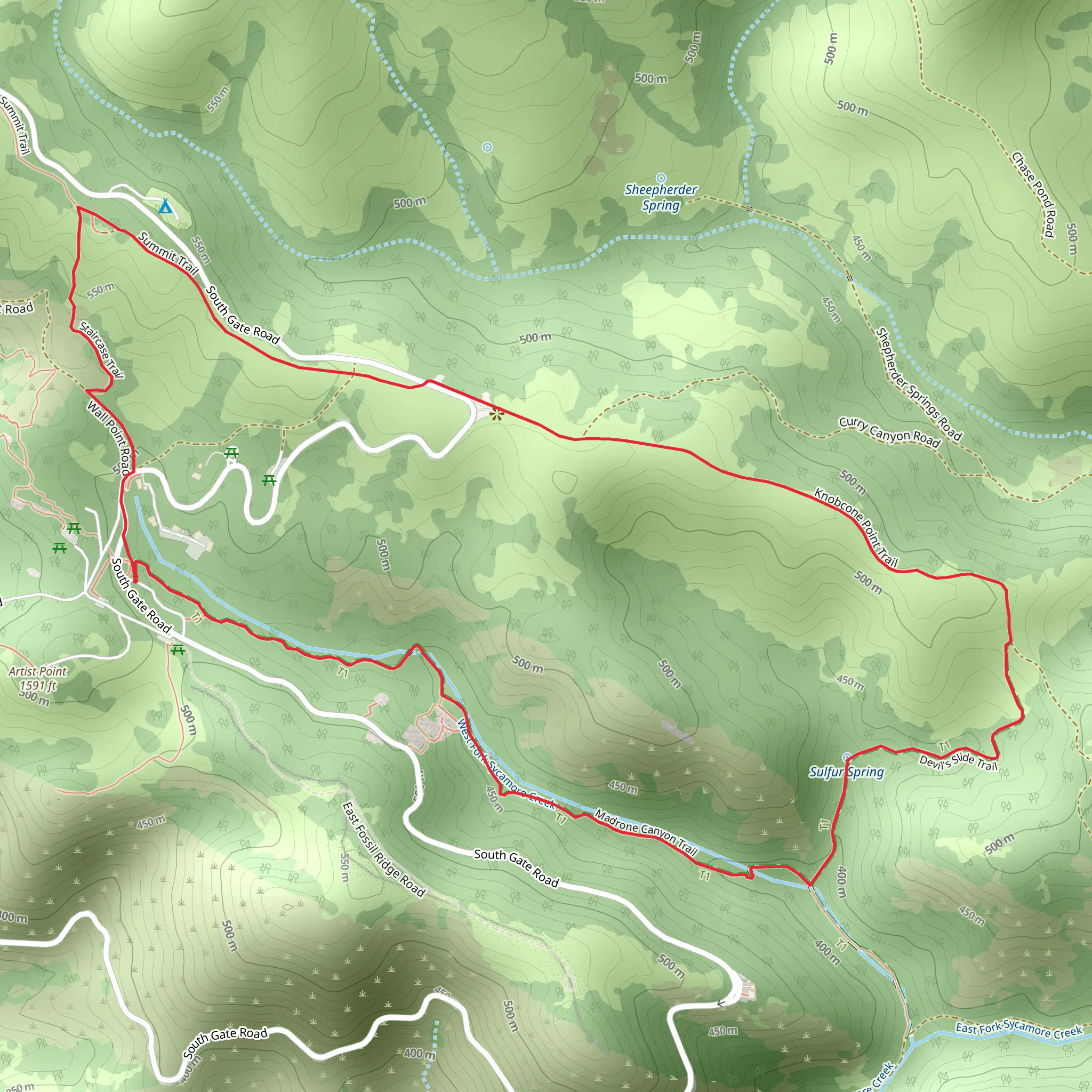 Madrone Canyon Trail and Diablo Regional Trail mobile static map