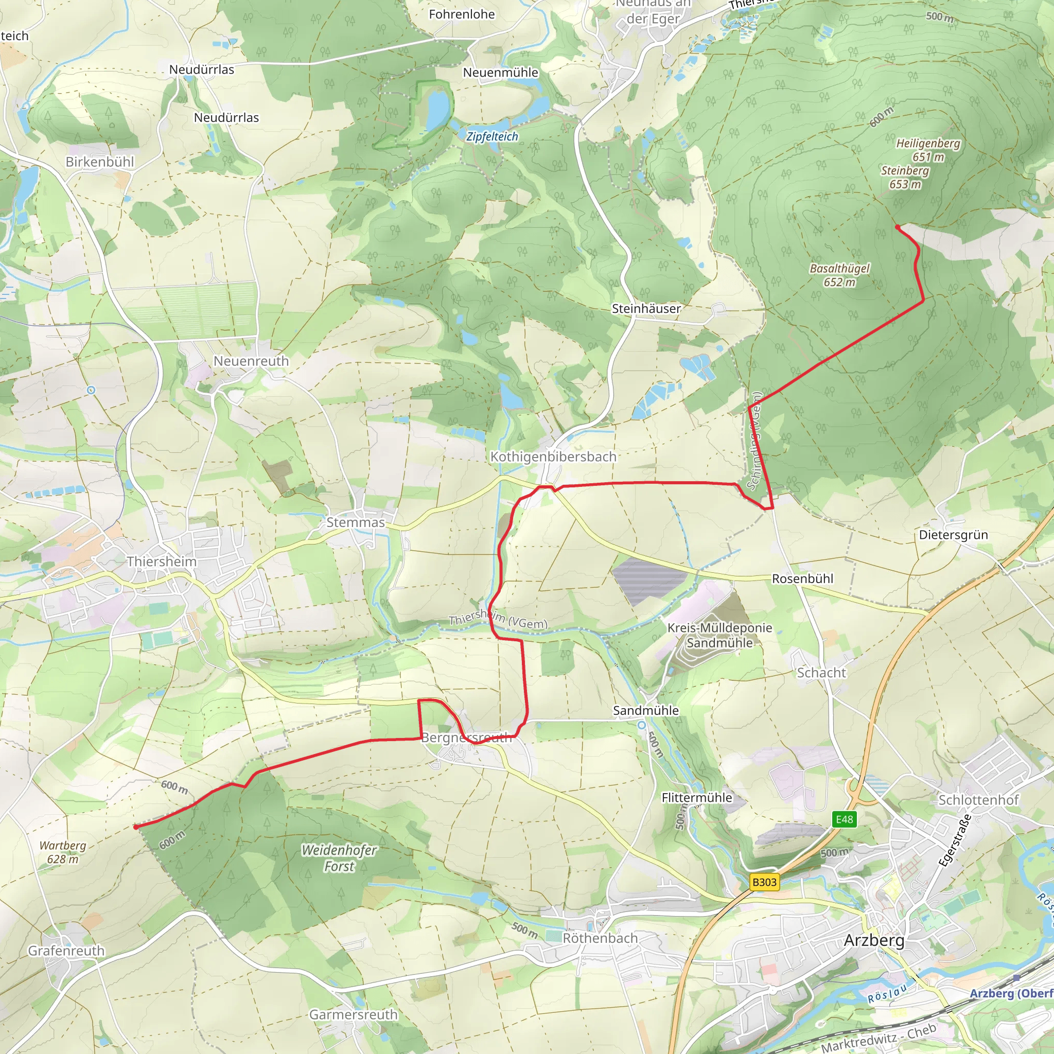 Steinberg to Weidenhofer Forst Walk mobile static map