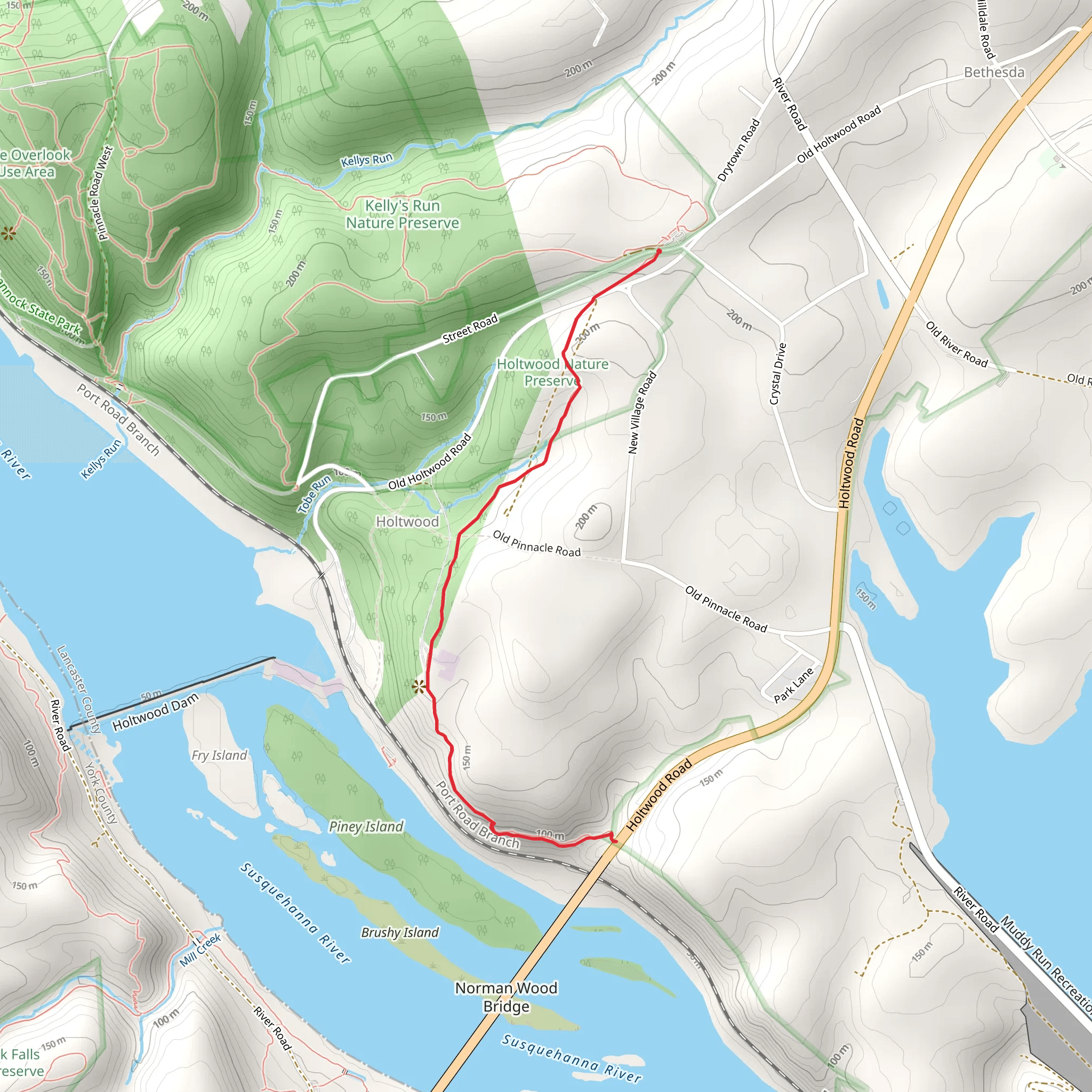 Conestoga Trail from Bethesda mobile static map