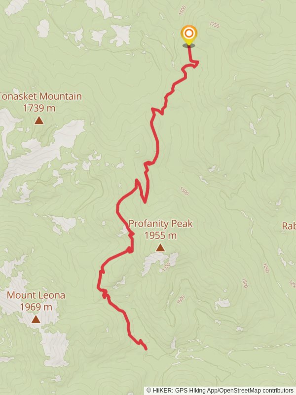 Ryan Cabin via Pacific Northwest Trail mobile static map