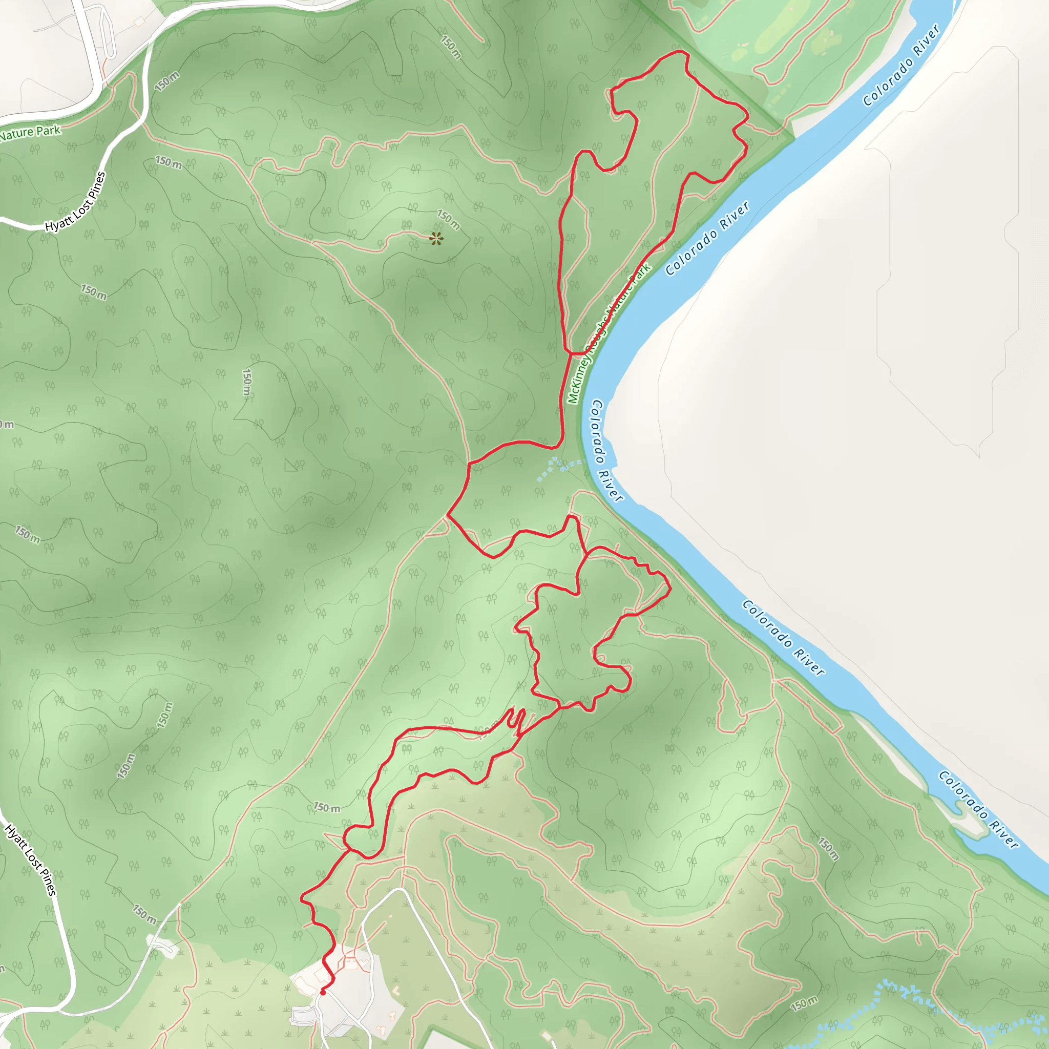 Colorado River Shore Loop from McKinney Roughs Nature Park mobile static map