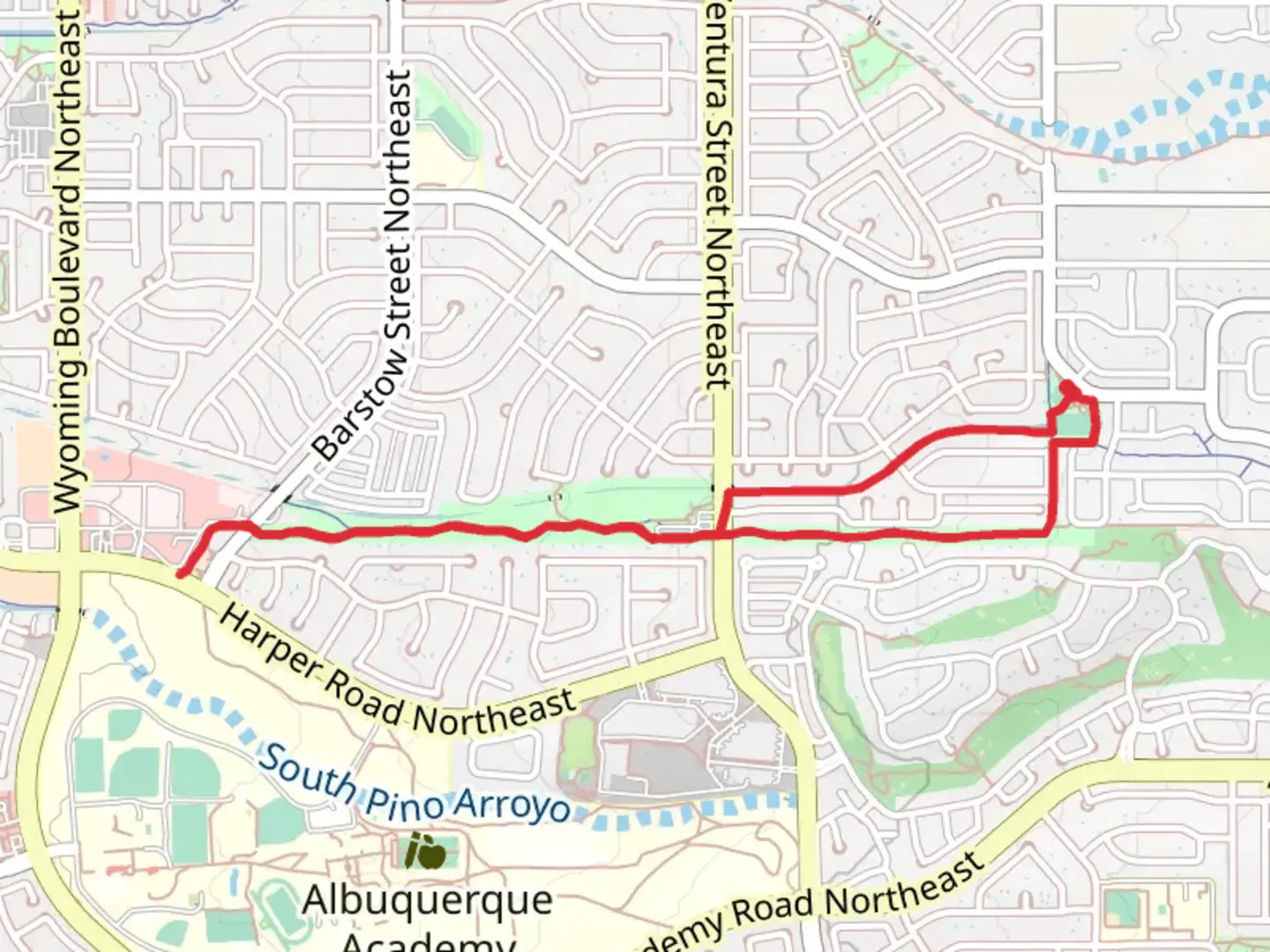 An image depicting the trail Quintessence Park and Raman Trail Loop and its surrounding area.