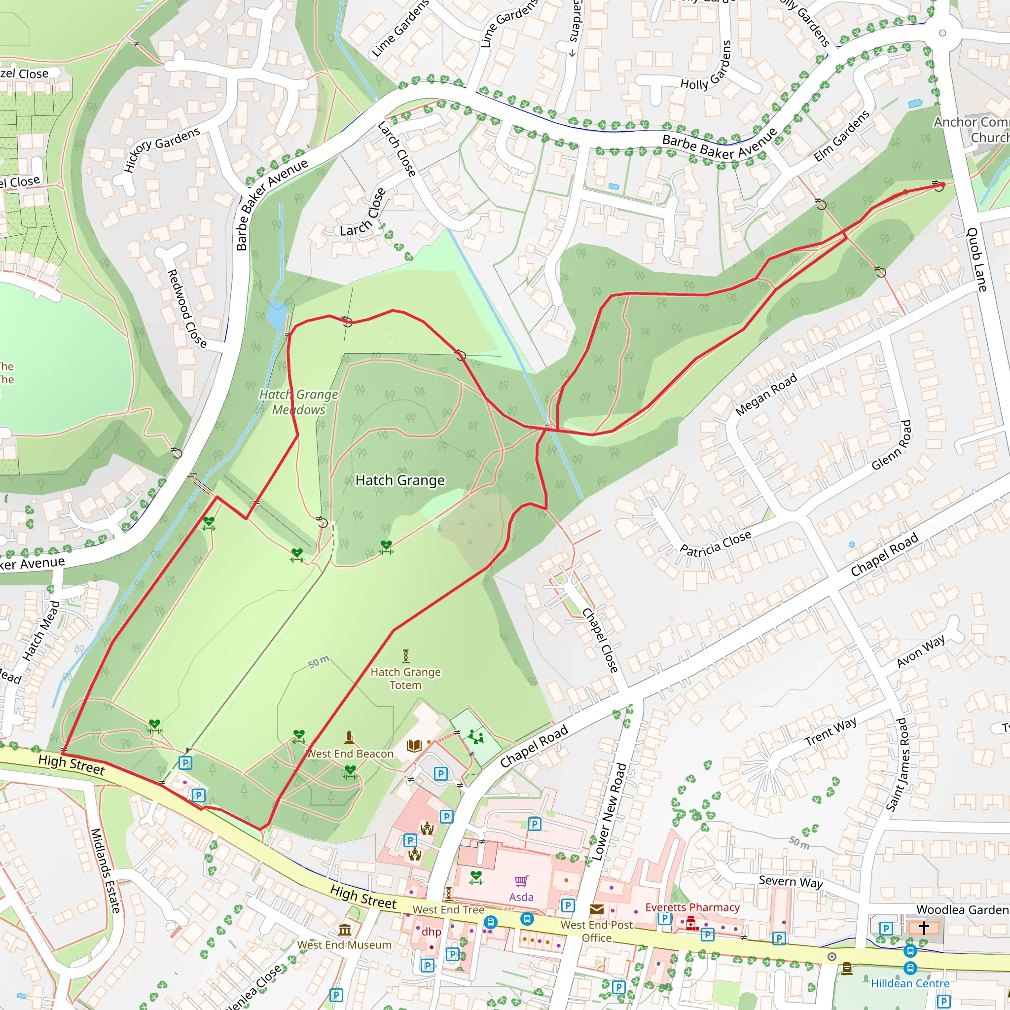 Hatch Grange Loop mobile static map