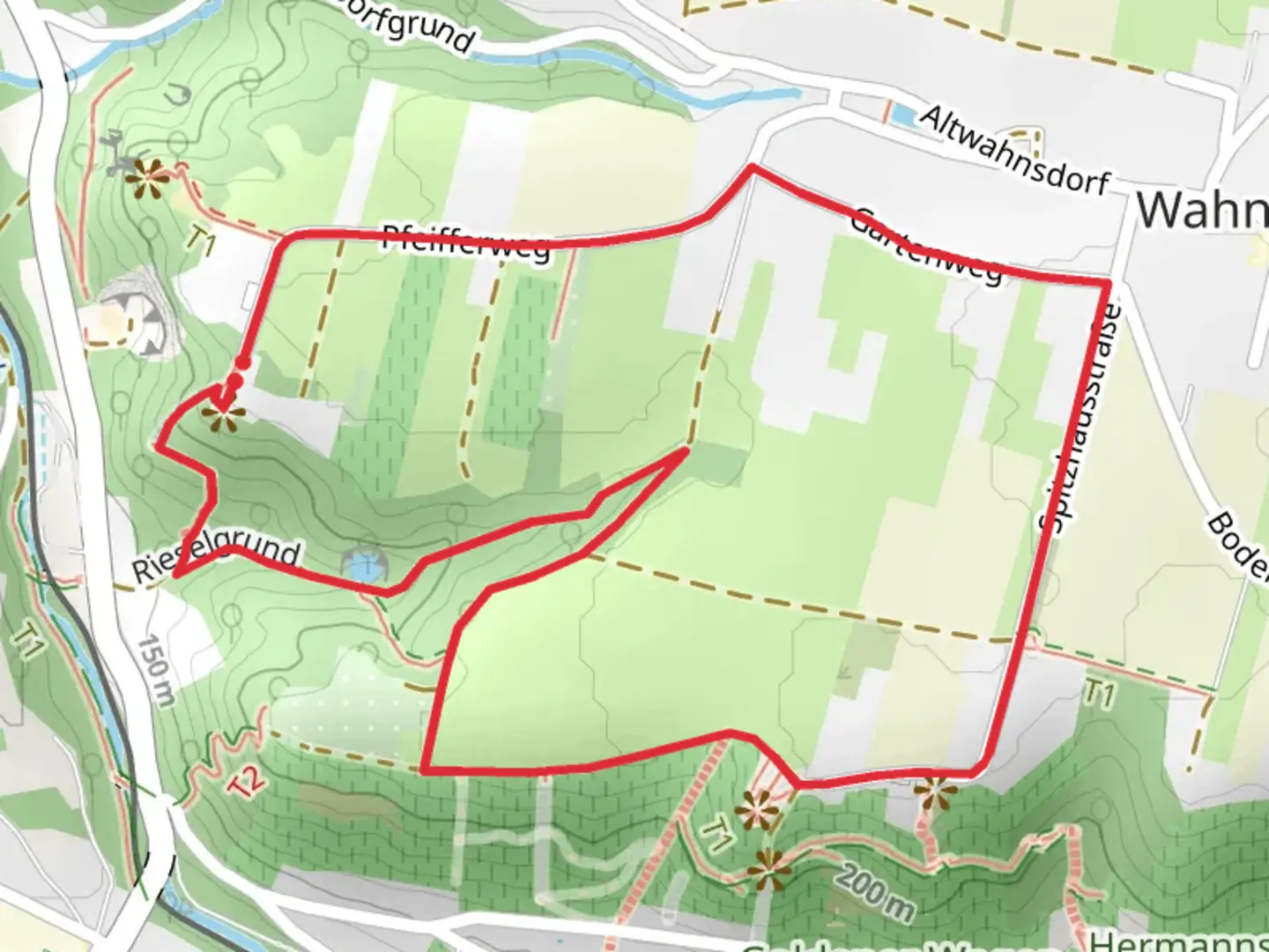 An image depicting the trail Cave via Rundweg Roter Punkt and its surrounding area.