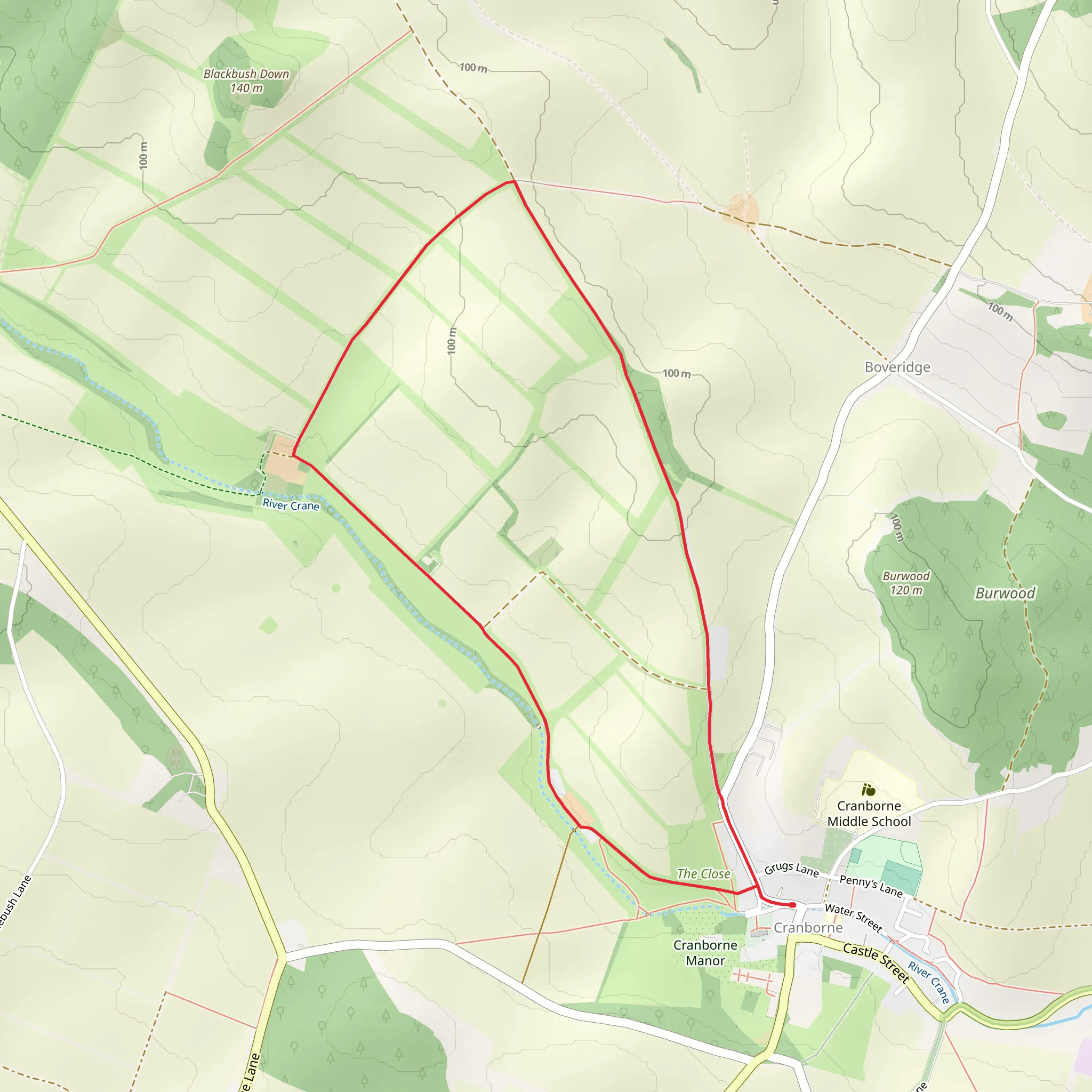 River Crane and Knap Barrow via Jubilee Trail and Hardy Way mobile static map