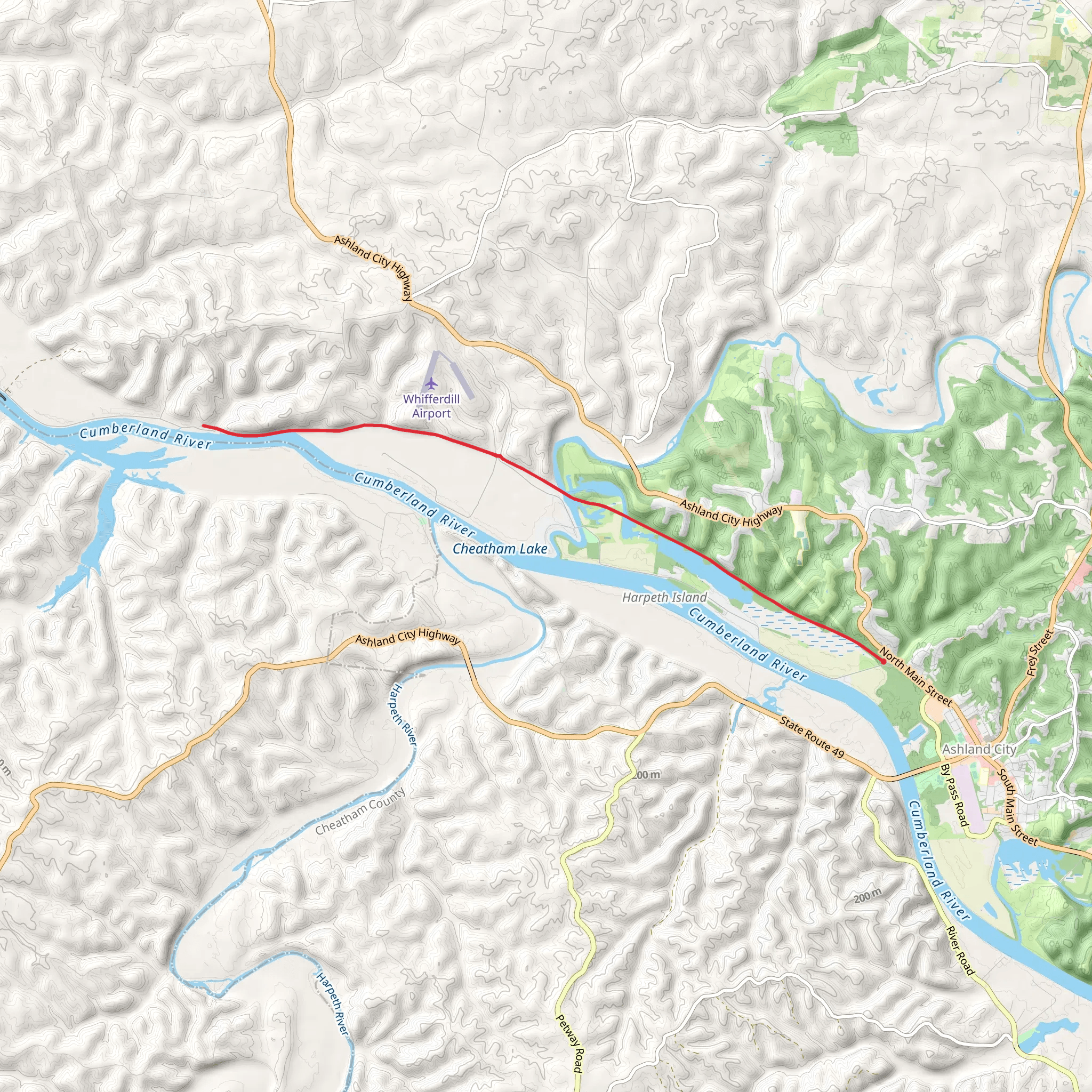 Cumberland River Bicentennial Trail mobile static map
