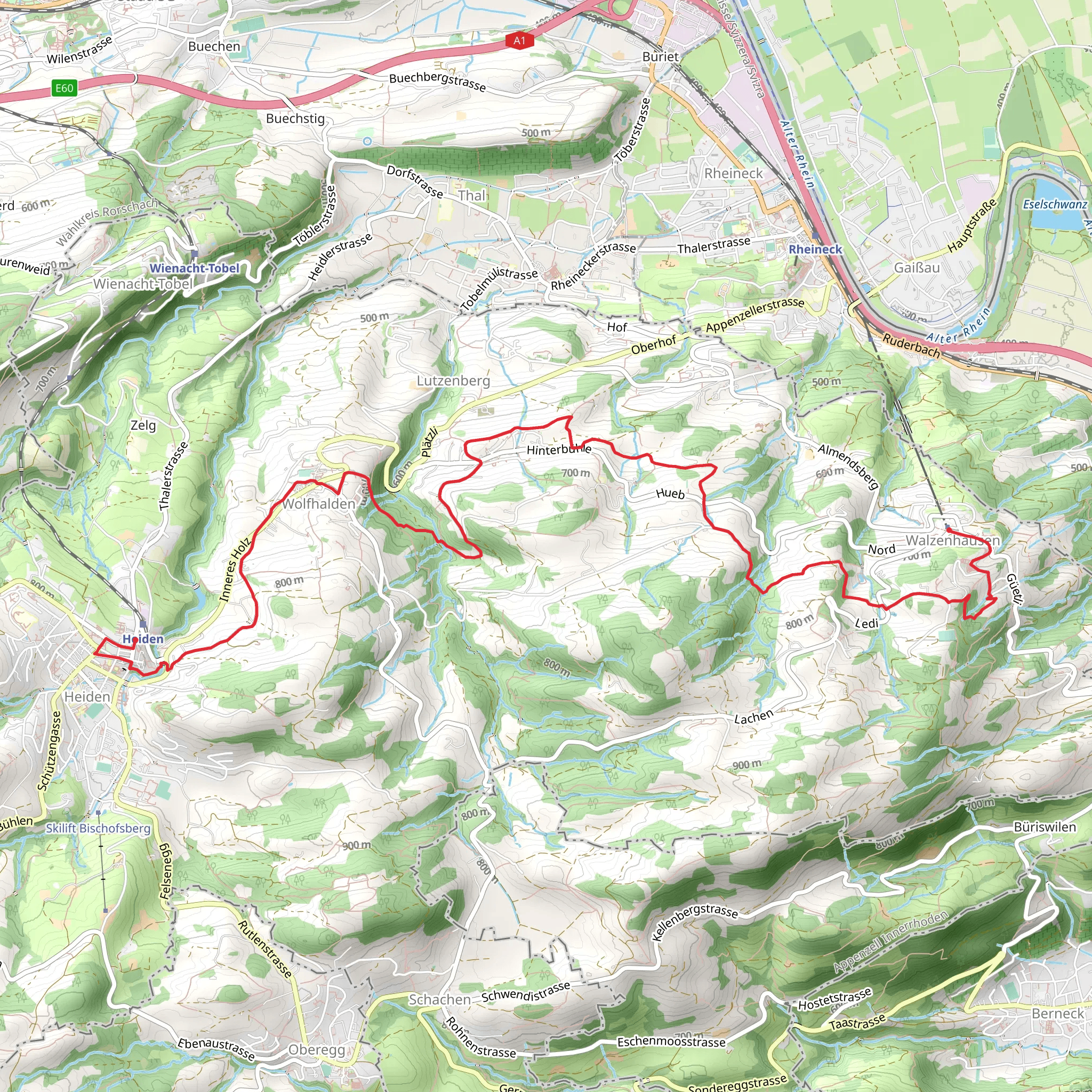 Walzenhausen - Zelg - Heiden mobile static map