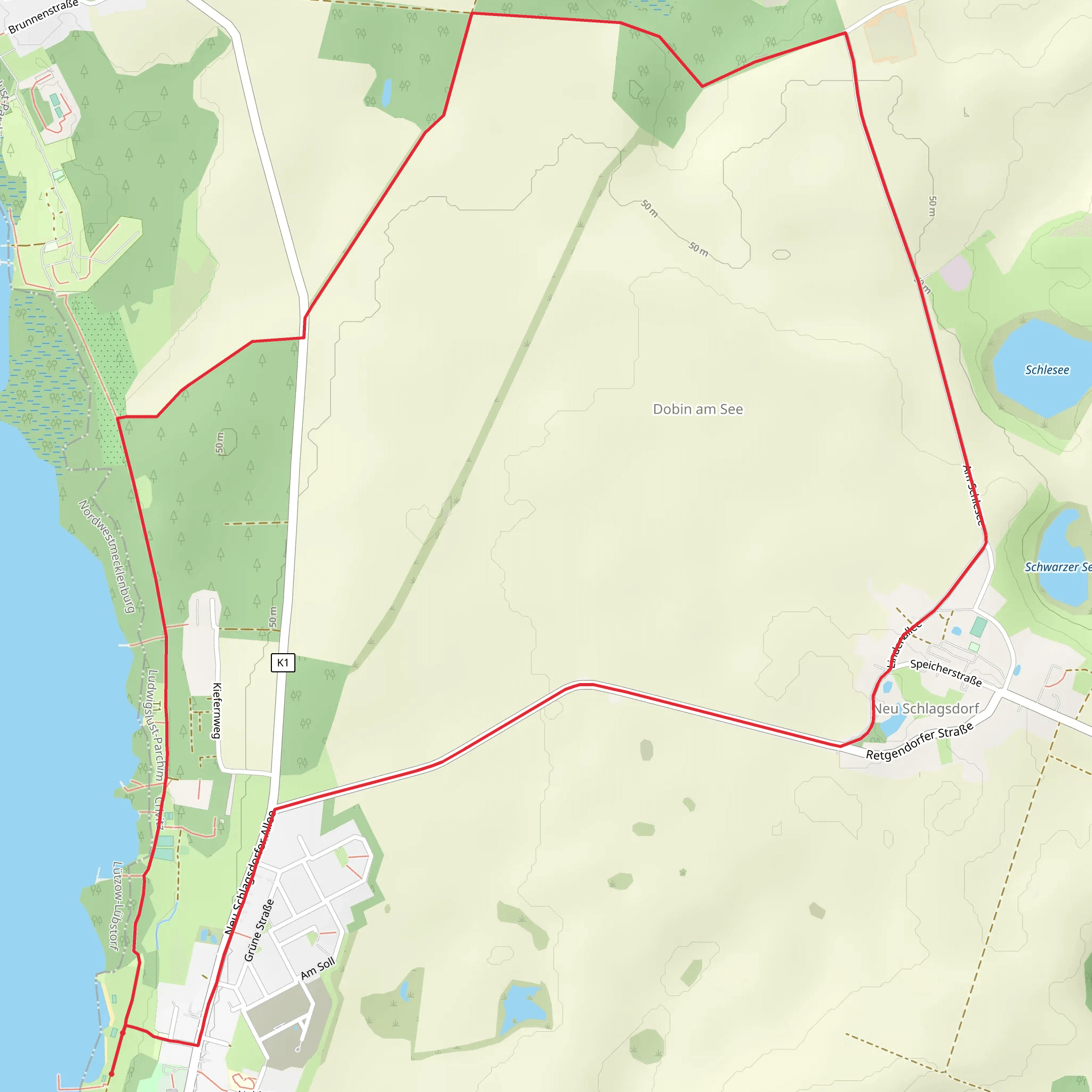 Am Schlesee and Niklot Pfad LoopLoop mobile static map