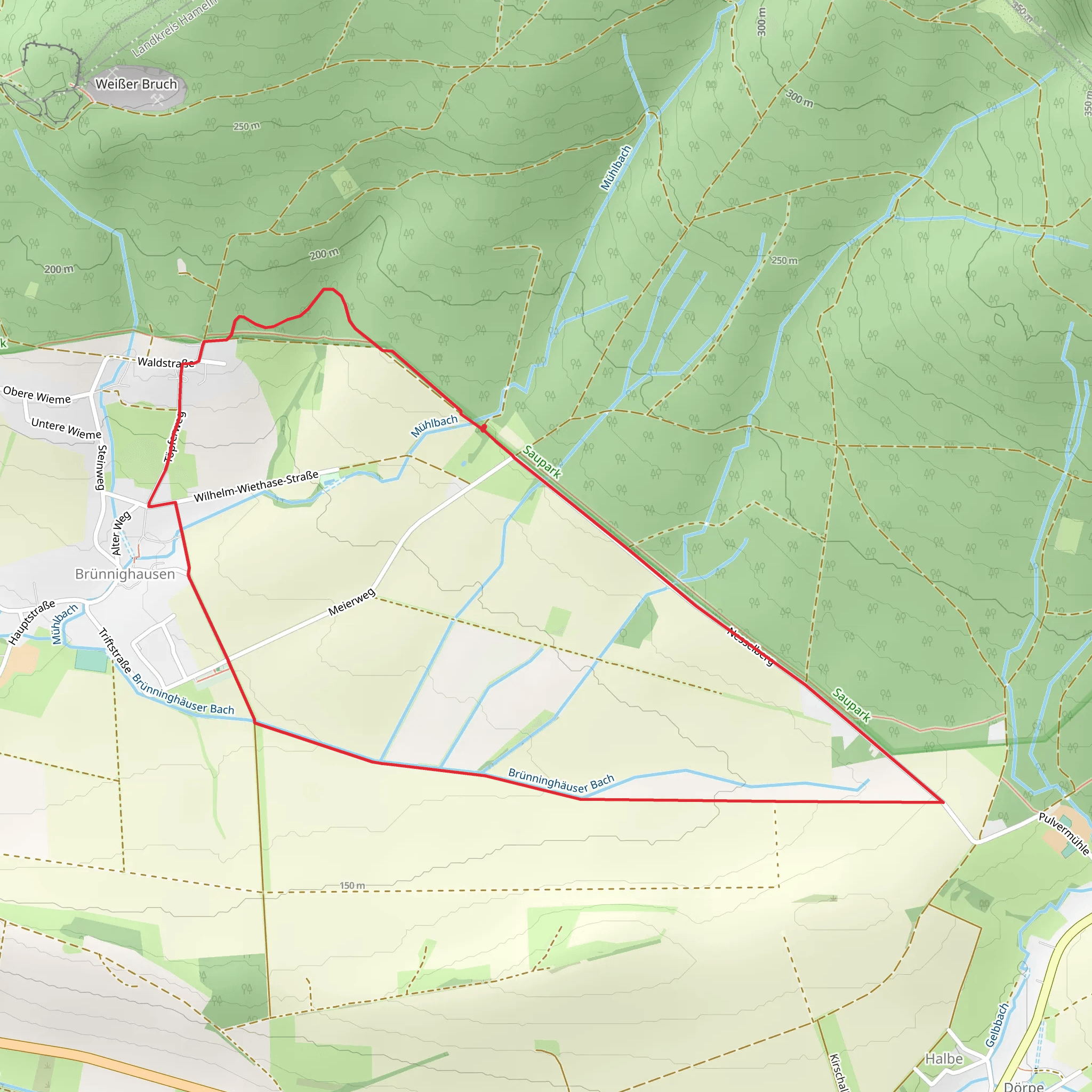Bergmannsweg and Bruennunghaeuser Bach mobile static map