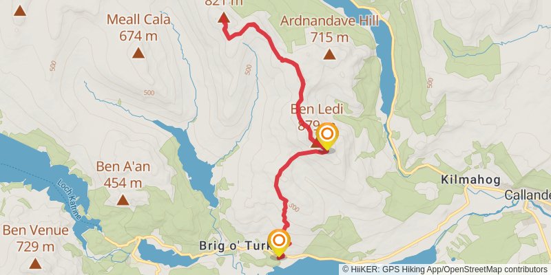 Ben Ledi and Benvane near Loch Venachar stage 2 Map