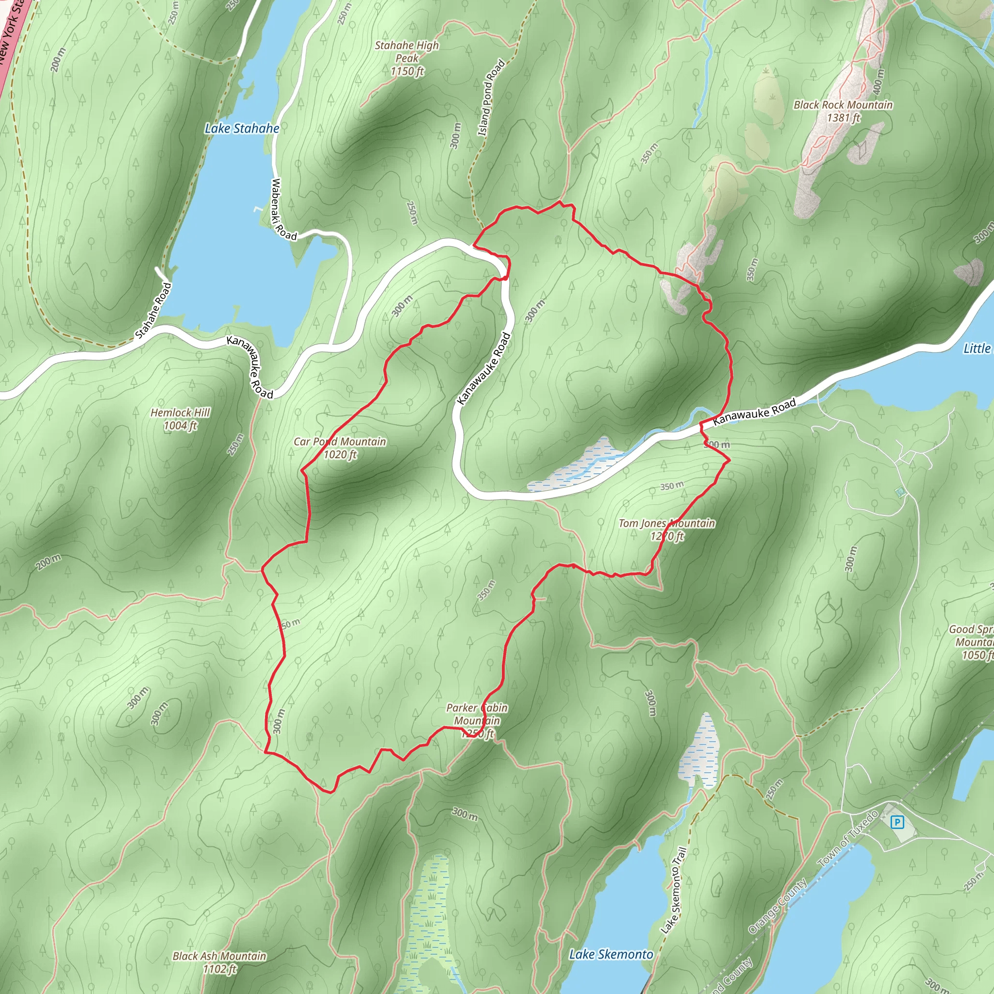 Car Pond Mountain and Tom Jones Mountain Loop via White Bar Trail mobile static map