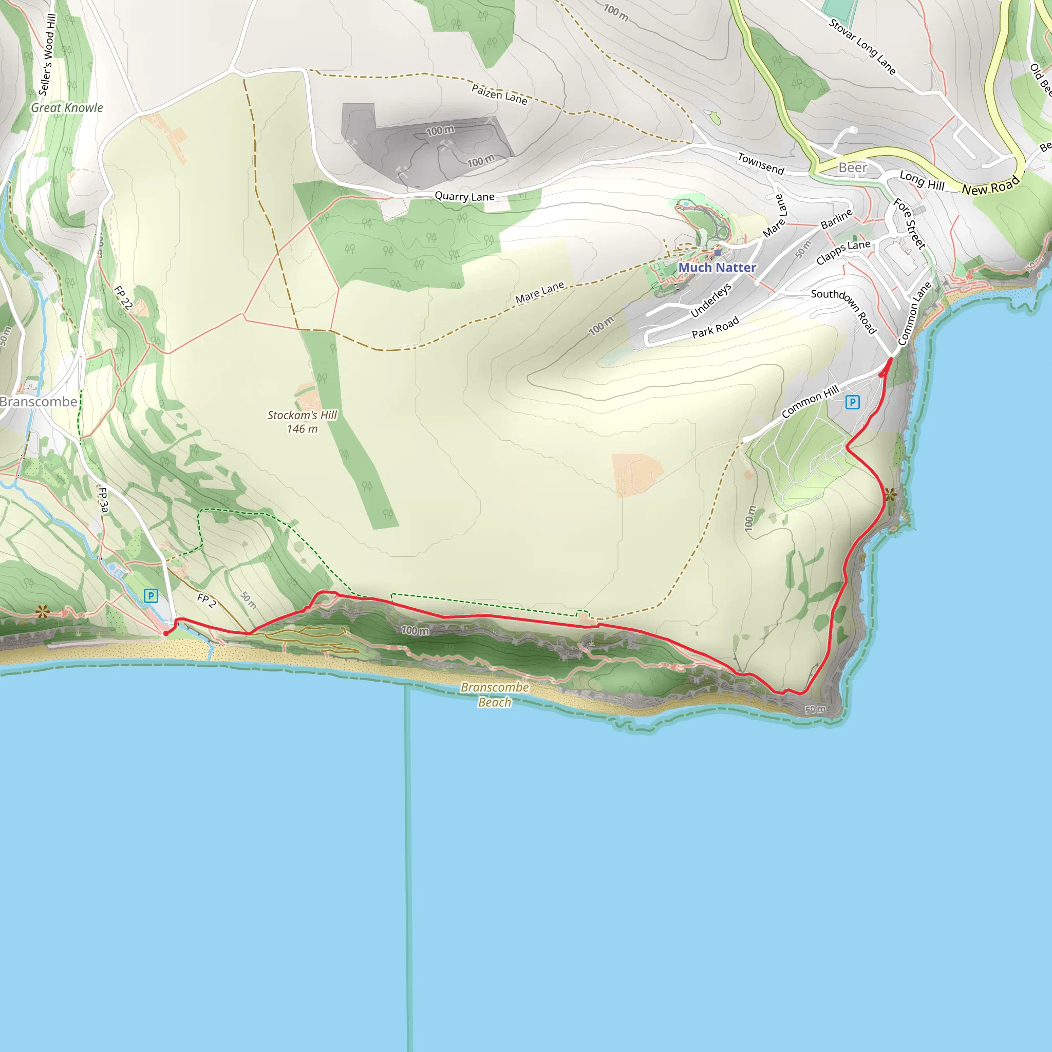 Beer Beach to Branscombe Beach Walk mobile static map