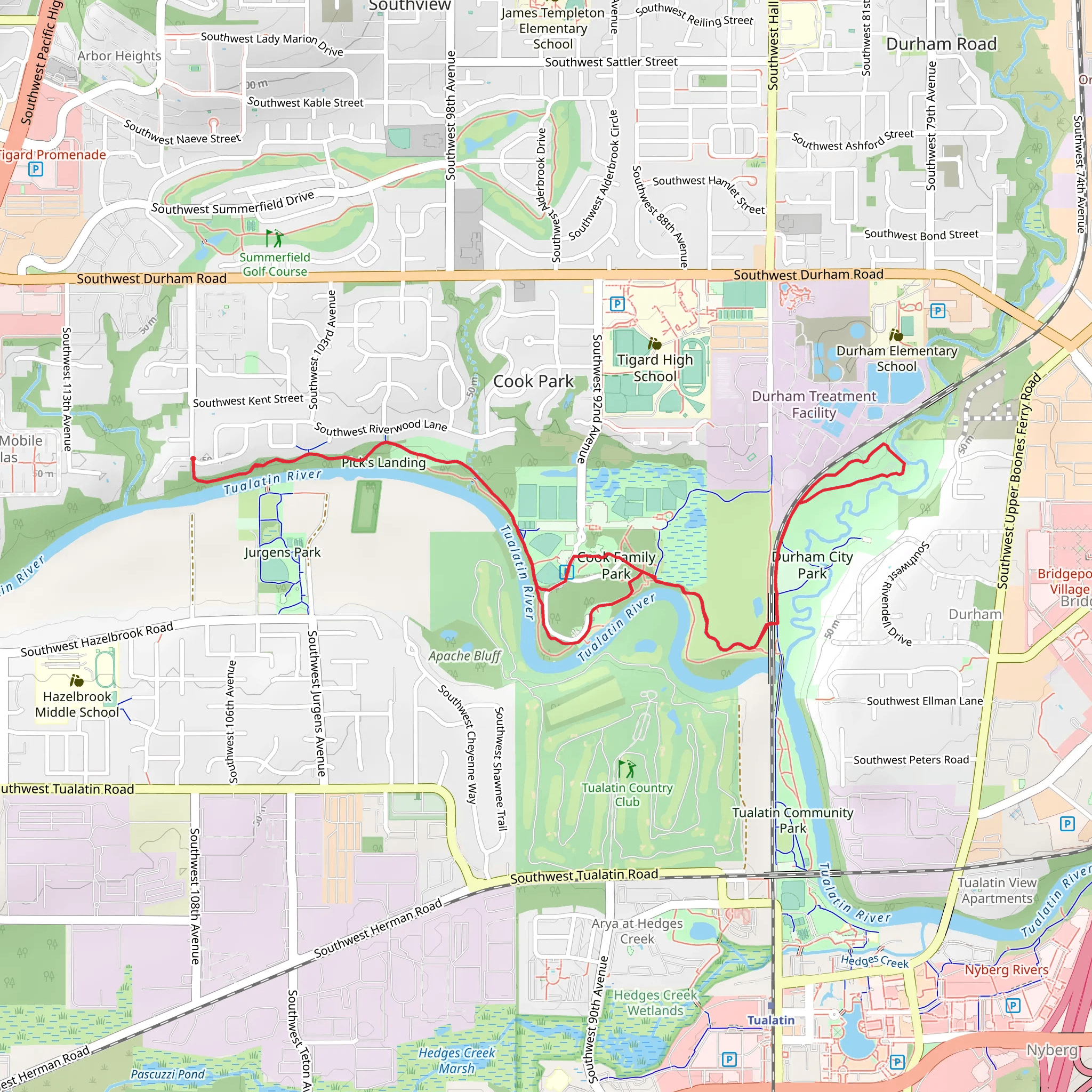 Tualatin River Greenway Loop Trail mobile static map