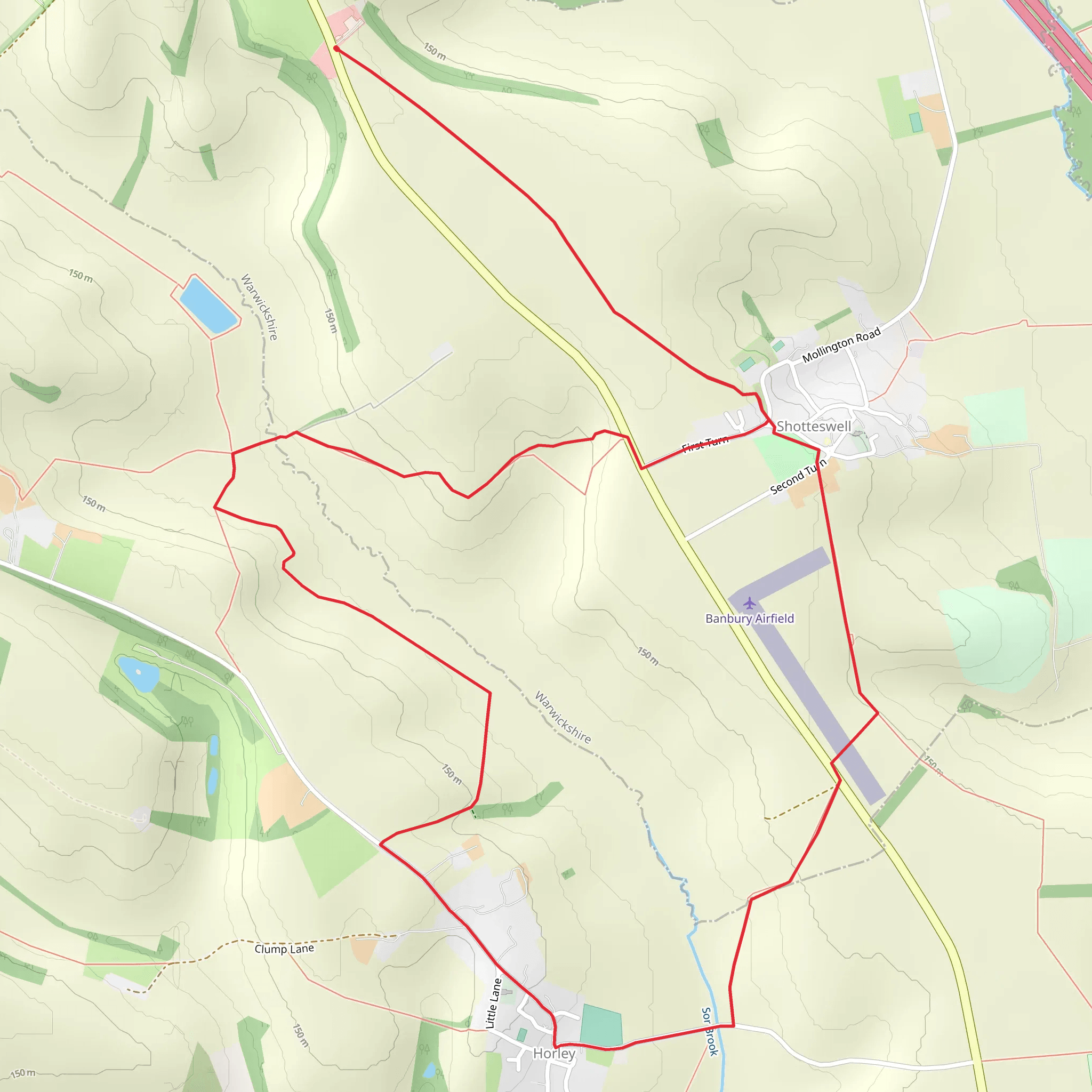 Horley and Shotteswell Park Loop mobile static map
