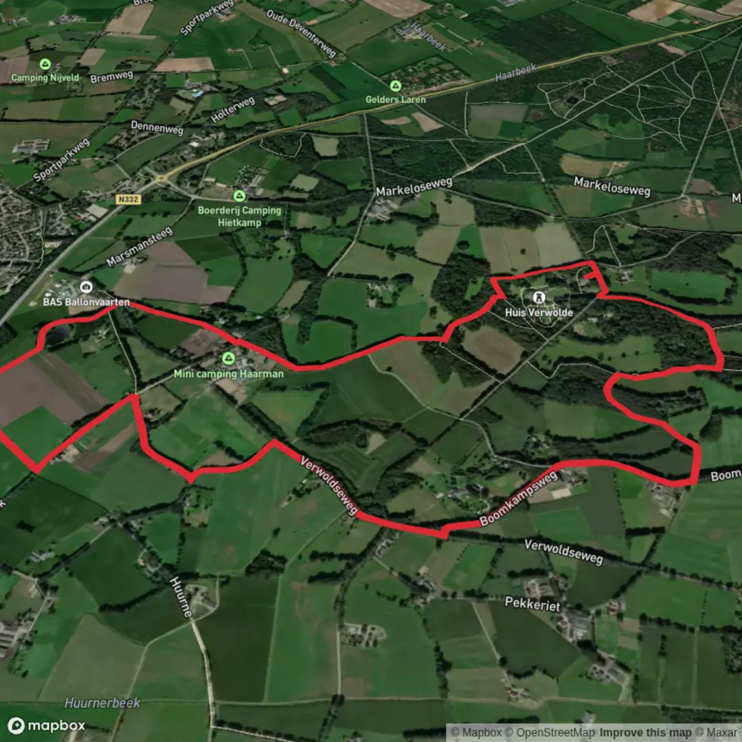 An image depicting the trail Kasteel Verwolde, Oosterenk and Grootkoop Loop and its surrounding area.