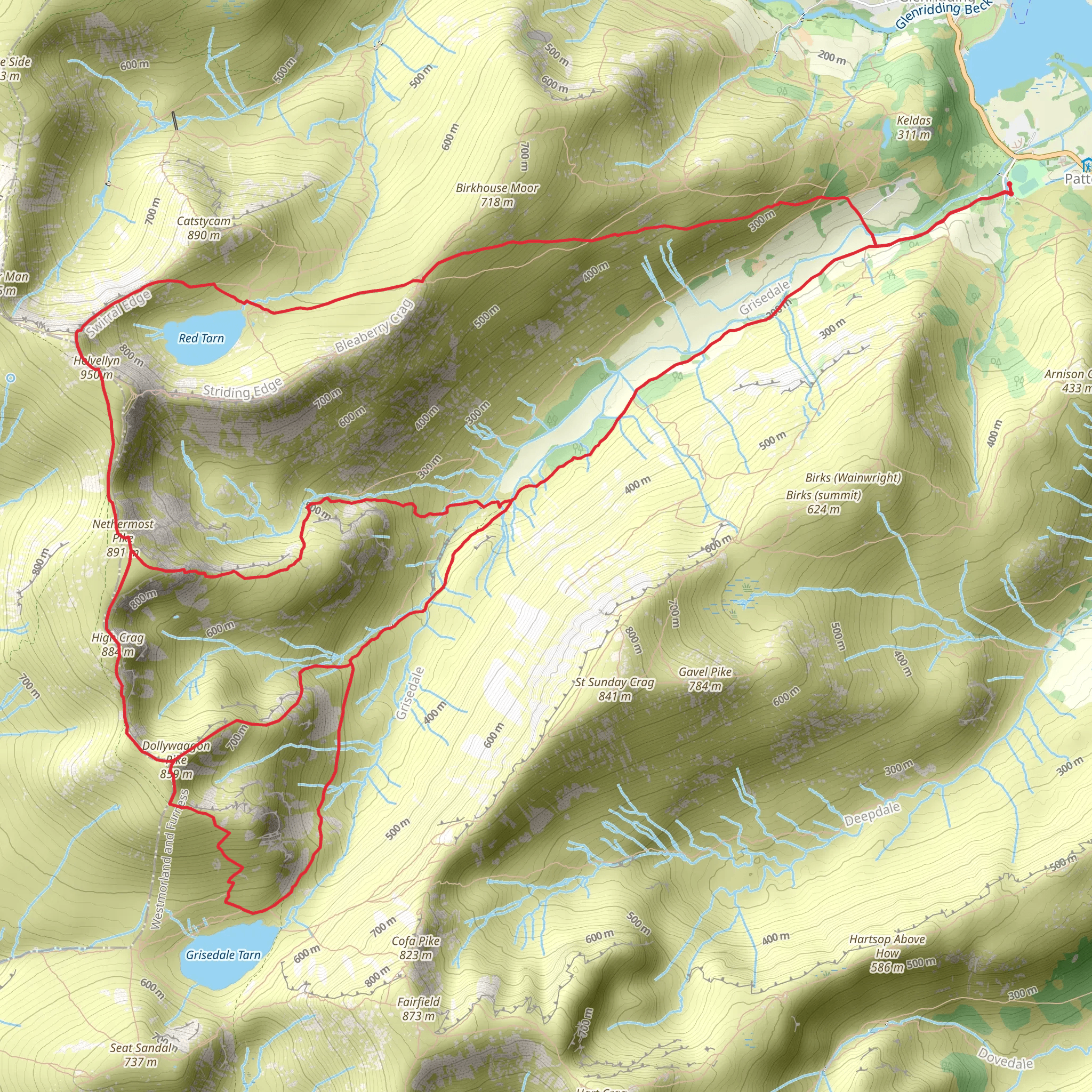 Dollywaggon and Halvellyn Loop from Patterdale mobile static map