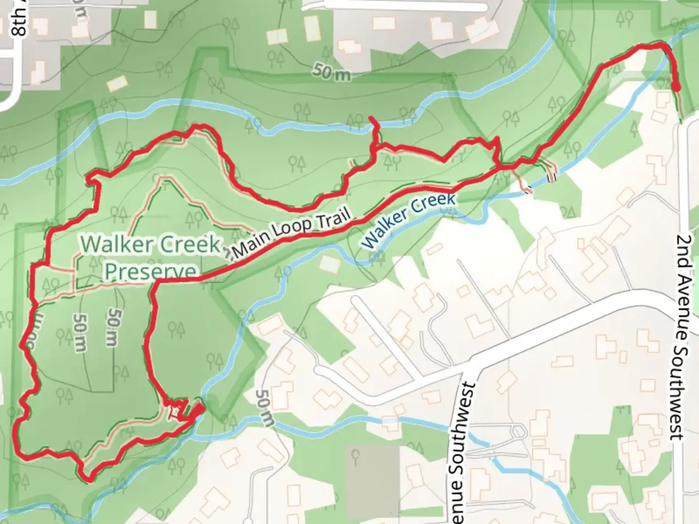 An image depicting the trail Miller Creek Loop and Walker Creek Spur and its surrounding area.
