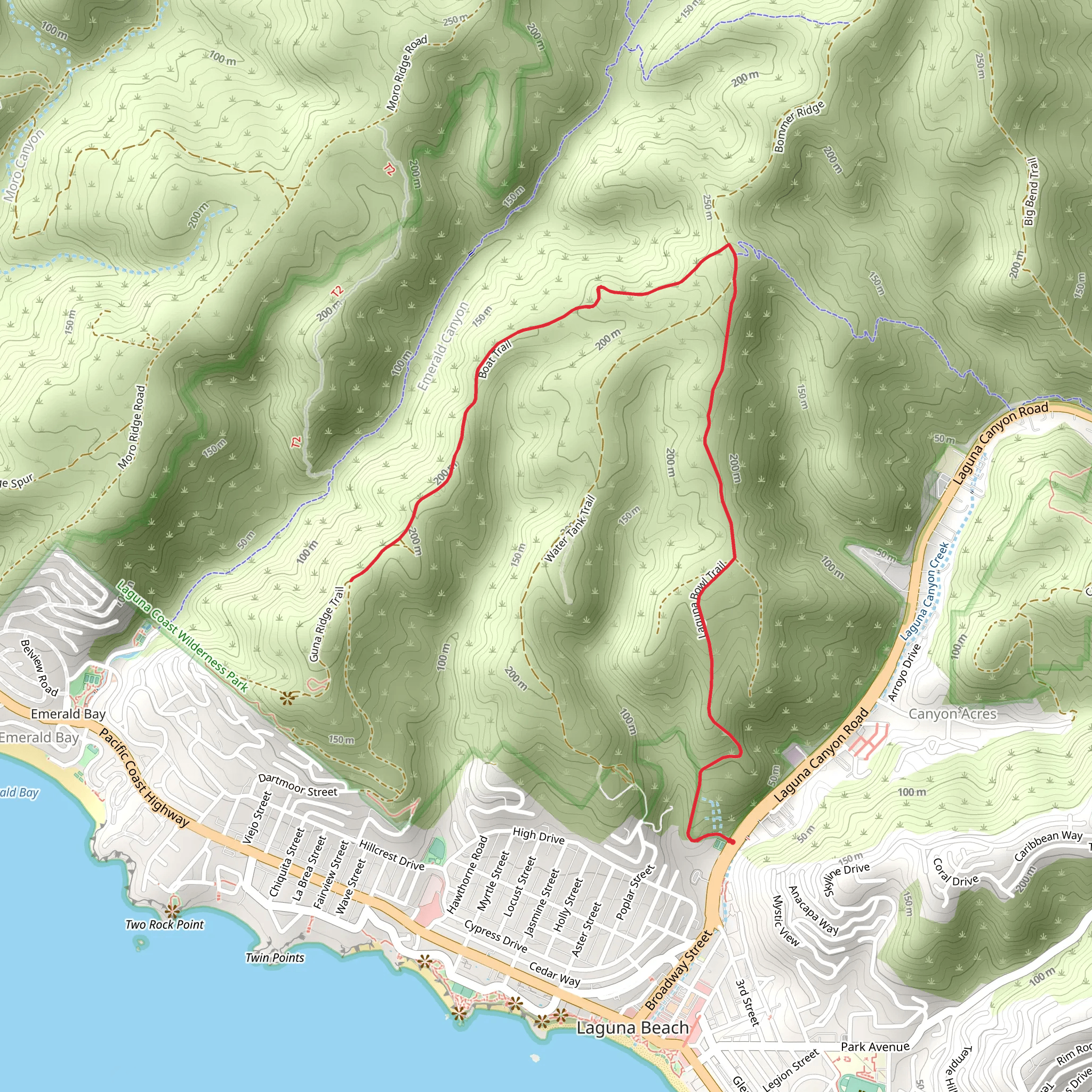 Laguna Bowl and Boat Trail mobile static map