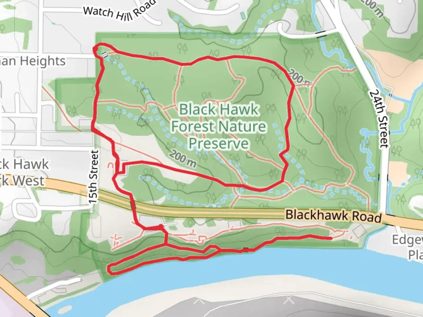 An image depicting the trail Black Hawk State Historical Site Loop and its surrounding area.