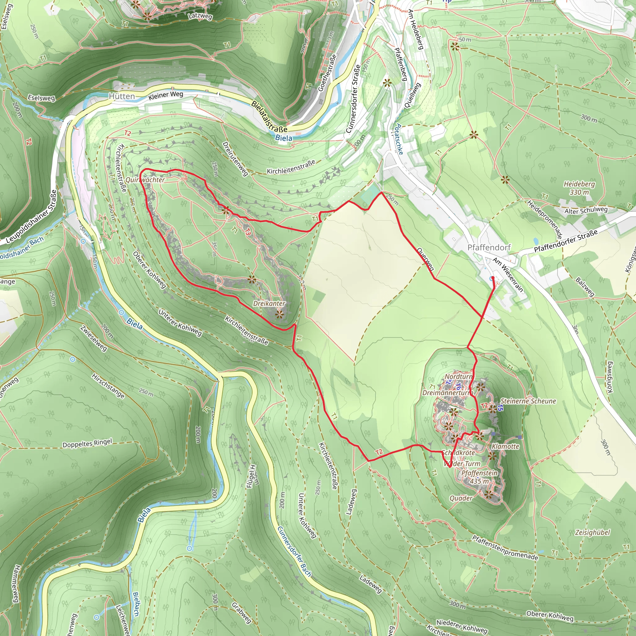 Gruener Punkt and Malerweg mobile static map