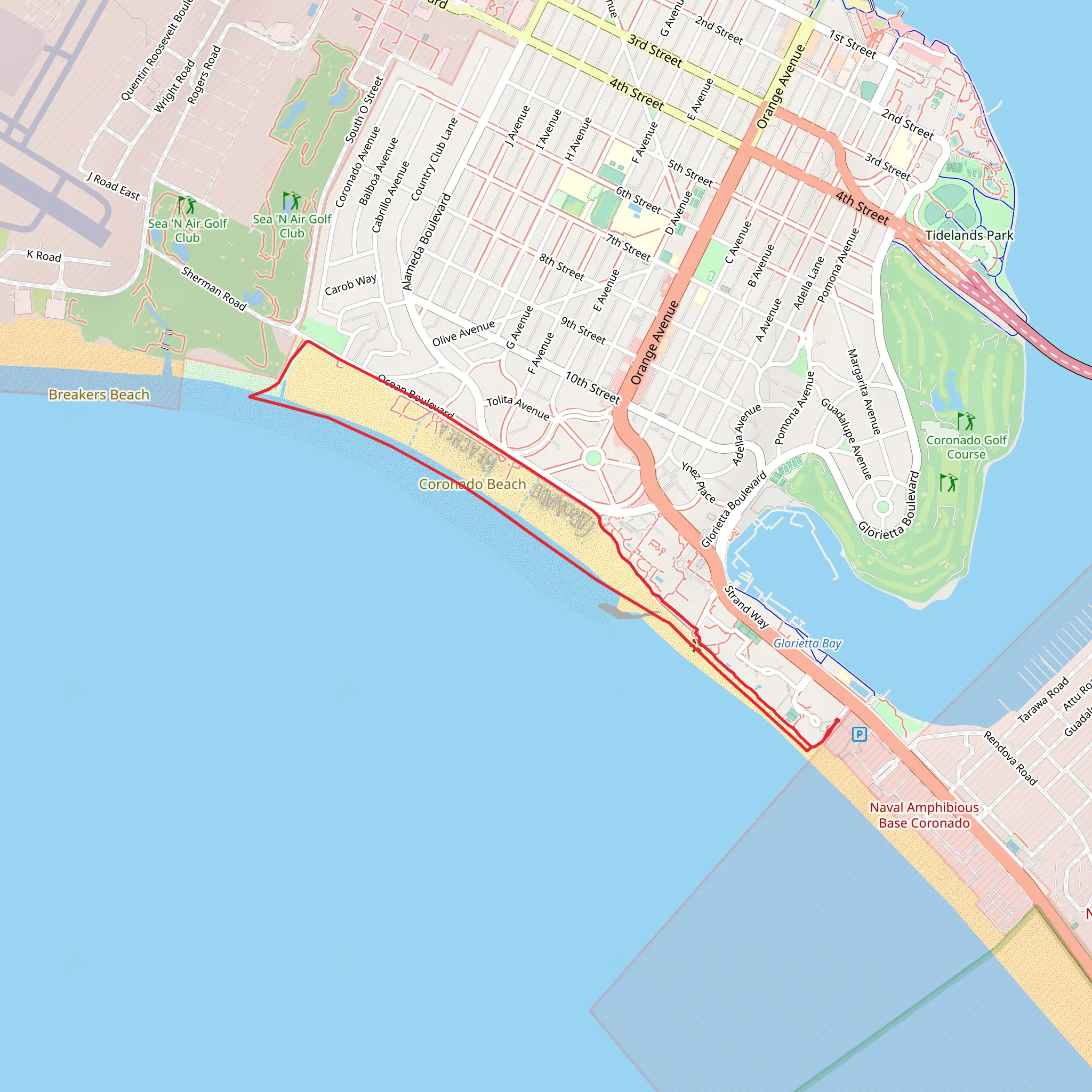 Coronado Community Beach Loop mobile static map