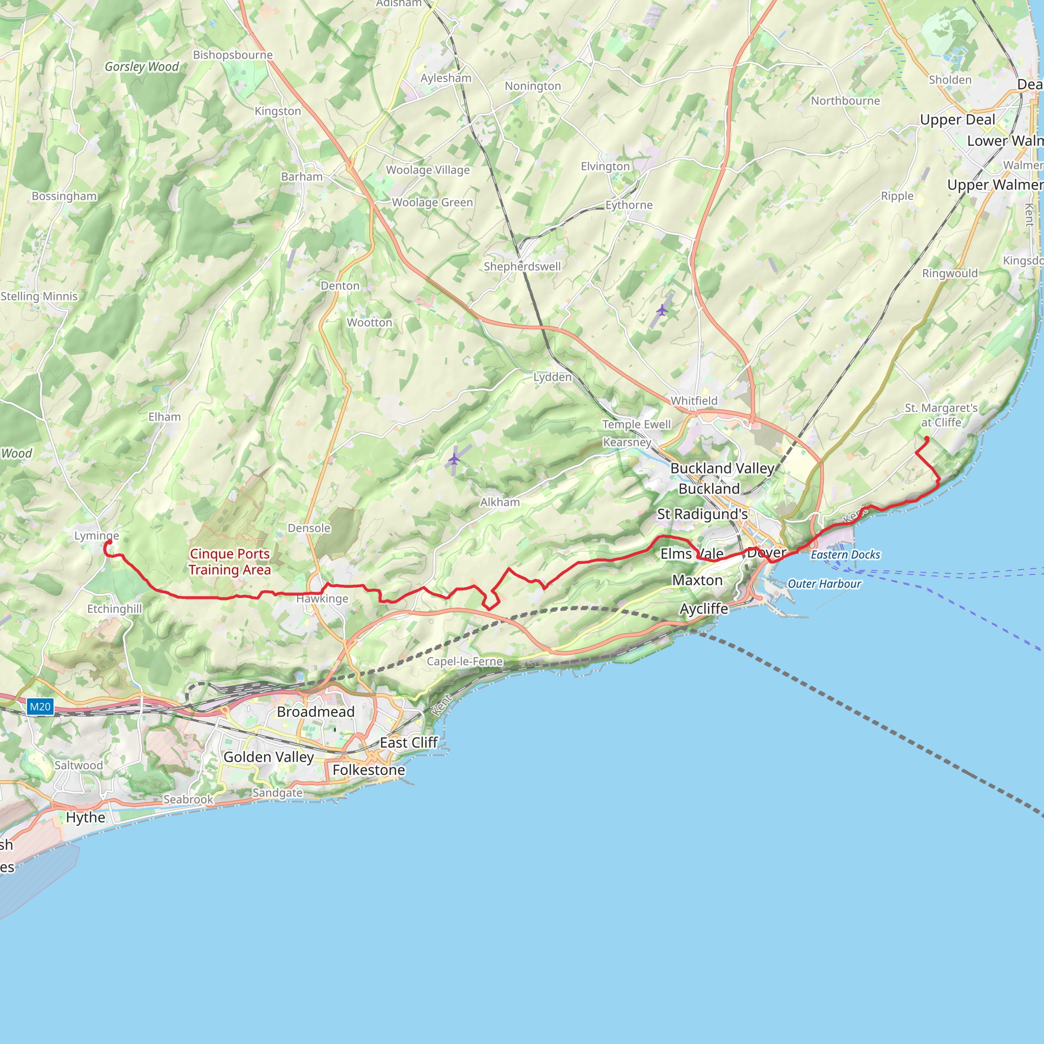 Lyminge to St Margaret at Cliffe Walk mobile static map