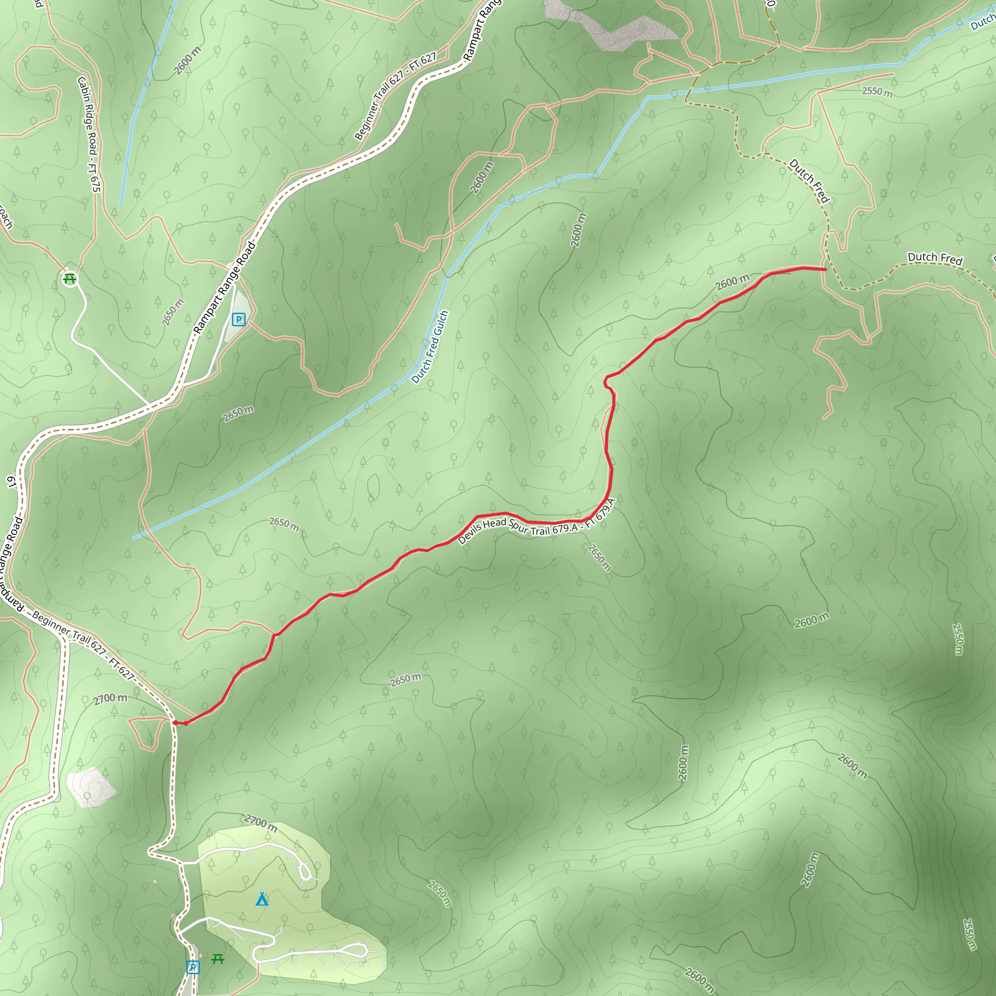 Devils Head Spur Trail mobile static map