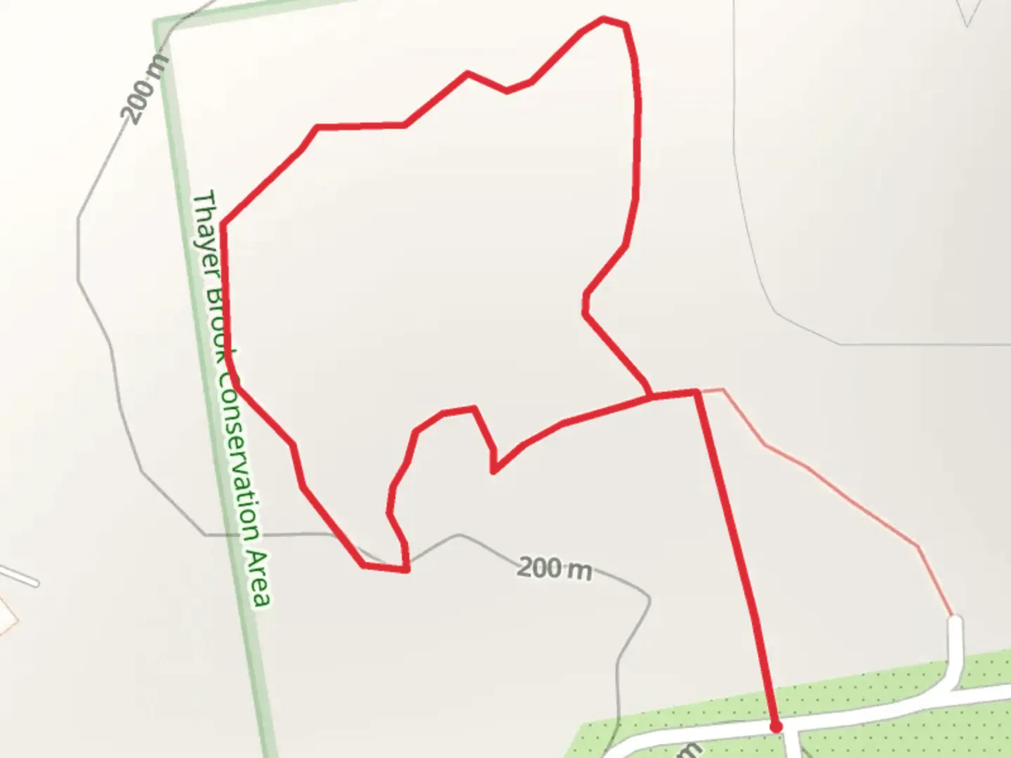 An image depicting the trail Wilbraham Community Garden Loop Trail and its surrounding area.