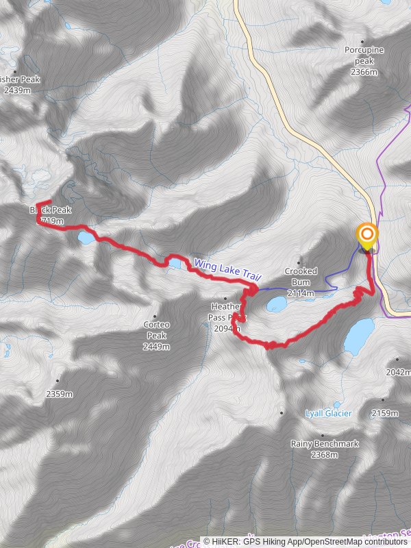 Black Peak, Wing Lake and Lewis Lake via Rainy Lake Trail
