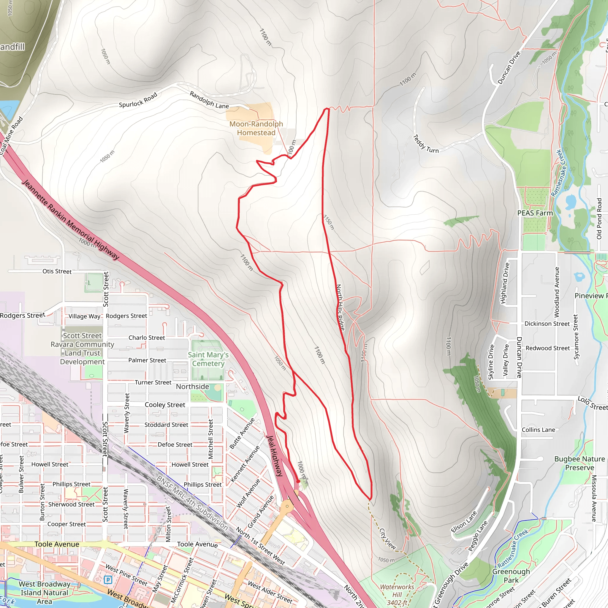 Missoula Waterworks Loop mobile static map