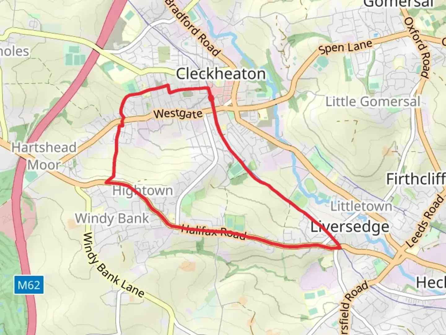 An image depicting the trail Liversedge and Hightown Loop and its surrounding area.