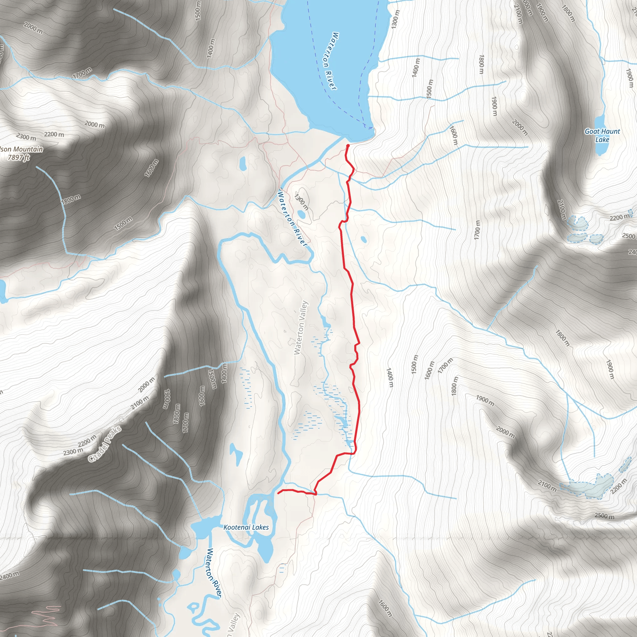 Kootenai Lakes via CDT Trail mobile static map