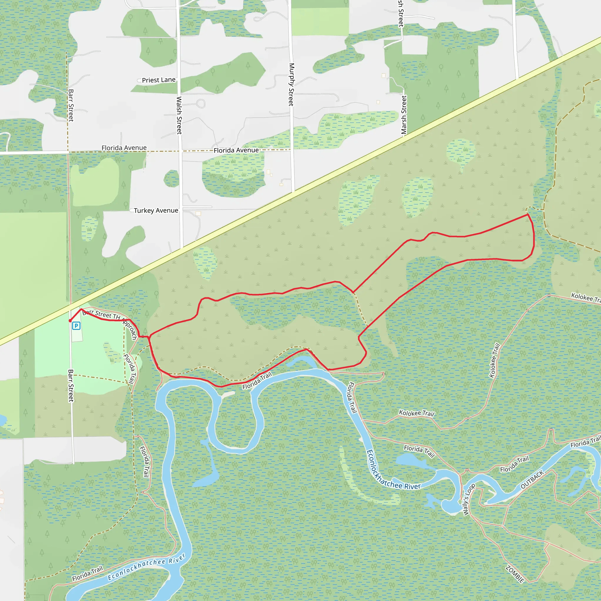 Barr Street and Florida Loop Trail mobile static map