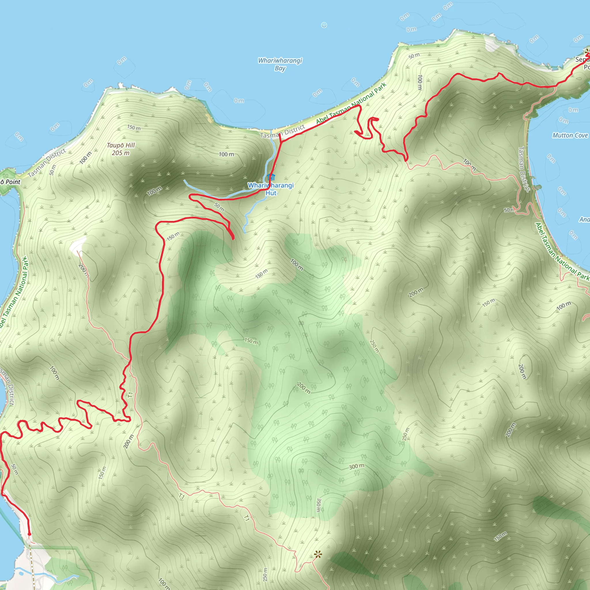 Wainui Car Park to Separation Point mobile static map