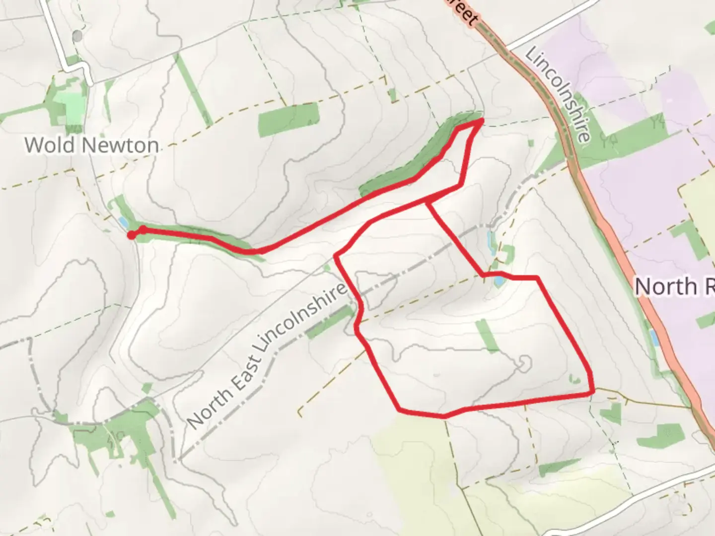 An image depicting the trail Beesby Wood and Wyham Loop and its surrounding area.