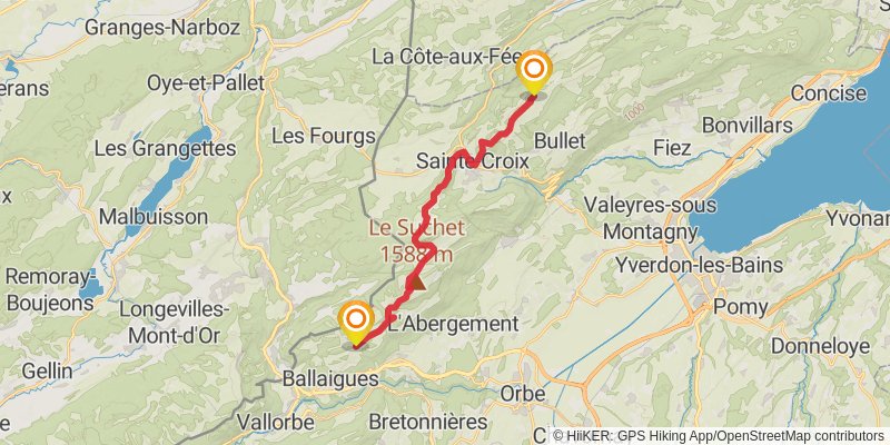 Jura Crest Trail stage 14 Map